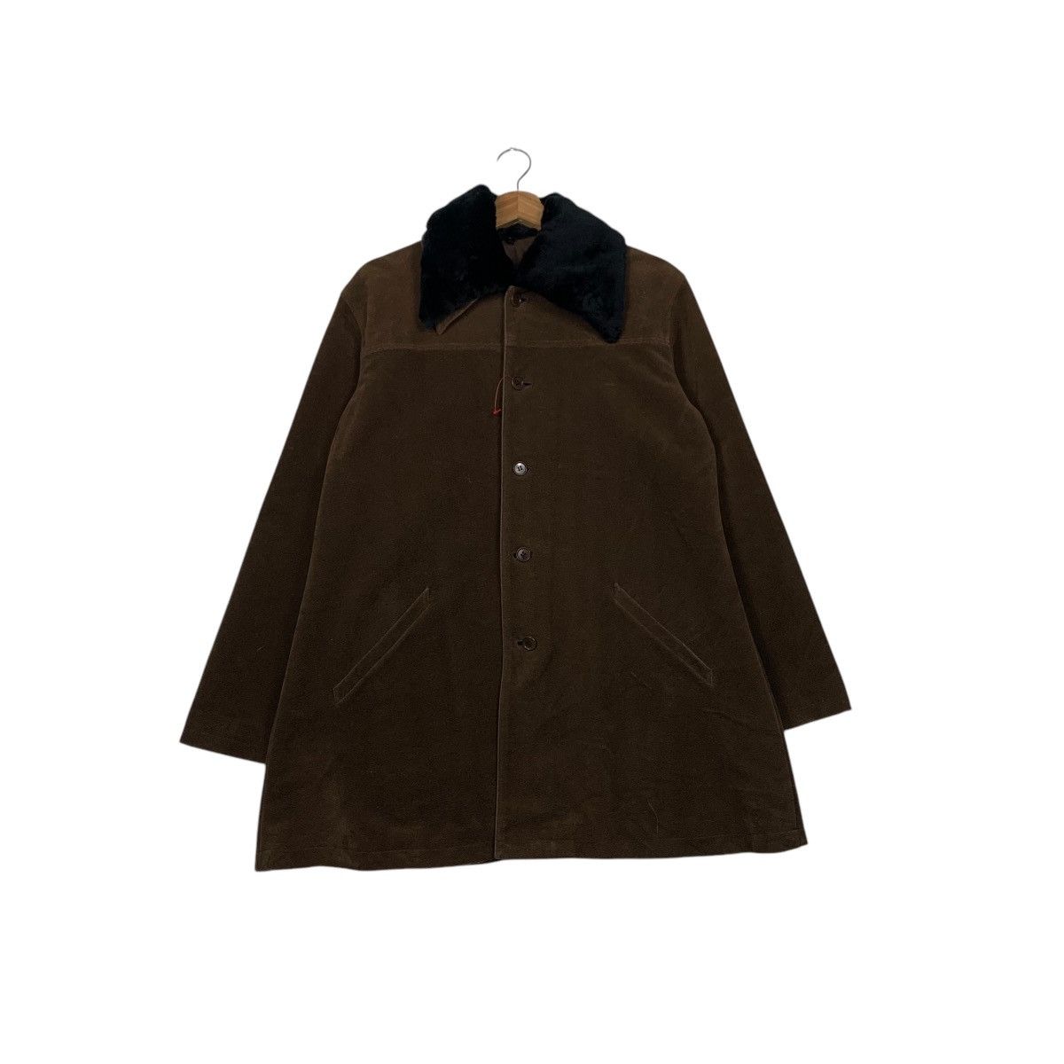 Japanese Brand INED Made in Japan Velvet Collar Coat Jacket #2290-C102 Size US M / EU 48-50 / 2 - 1 Thumbnail