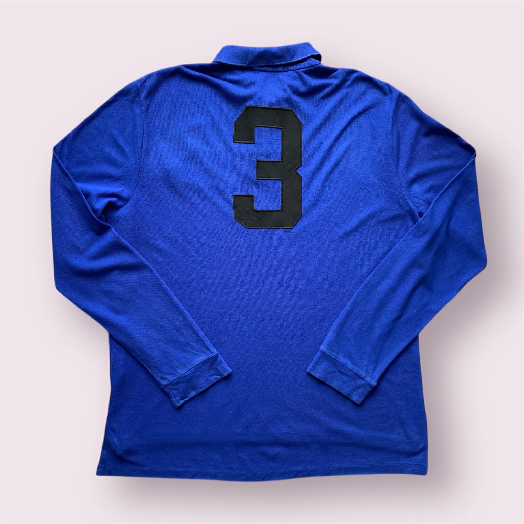 Polo Ralph Lauren Vintage Polo Ralph Lauren Blue Rugby Shirt Number 3 Size US XL / EU 56 / 4 - 2 Thumbnail