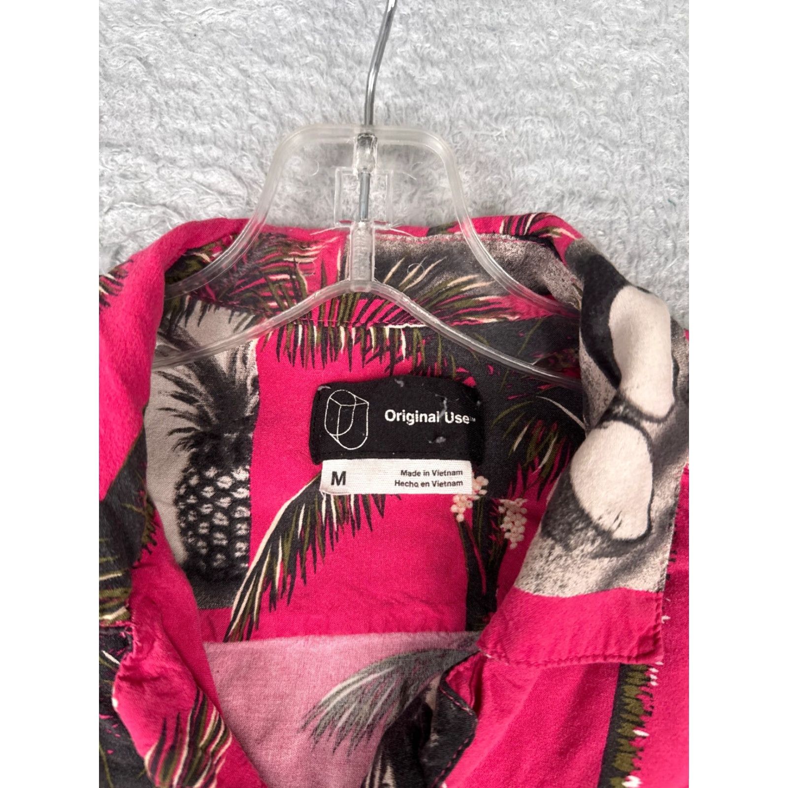 Vintage Original Use Shirt Men Medium Pink Floral Coconut Palm Tree Hawaiian 100% Rayon Size US M / EU 48-50 / 2 - 6 Thumbnail
