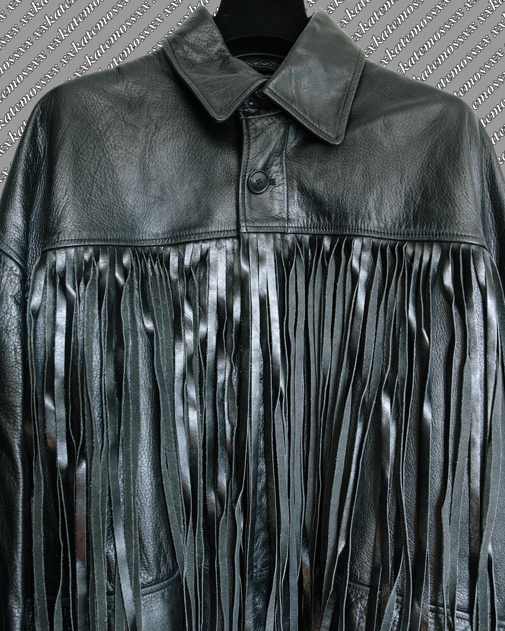 Balenciaga Balenciaga SS18 Runway Leather Fringe Taxi Jacket in Black Size US S / EU 44-46 / 1 - 4 Thumbnail