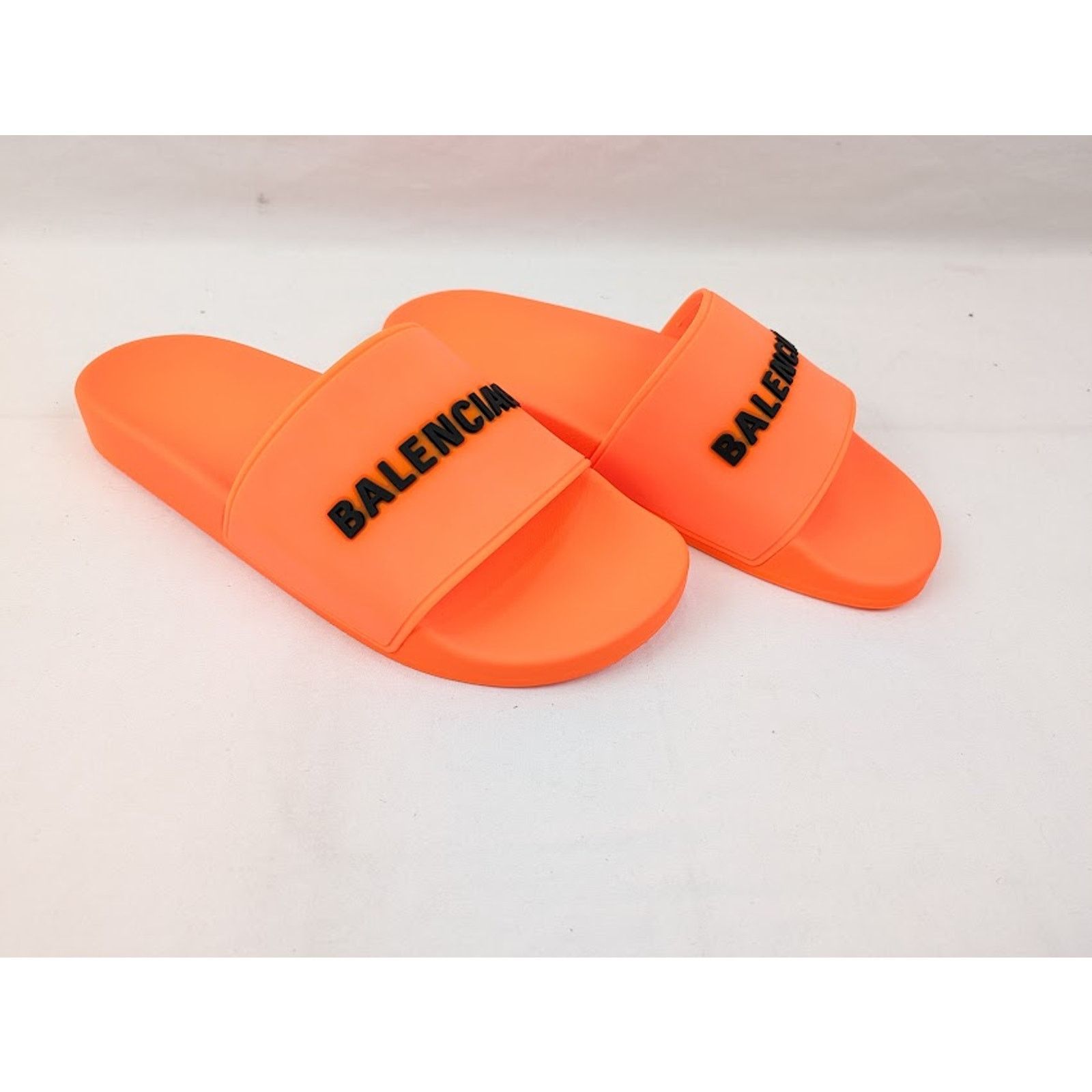Balenciaga o1rshd1 Smooth Rubber Pool Logo Slide in Orange/Black Size US 9 / EU 42 - 13 Thumbnail