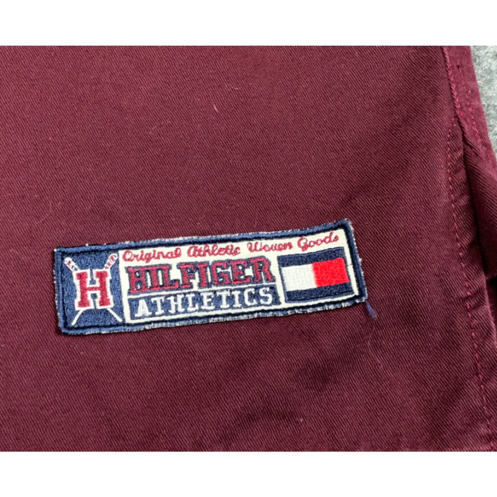 Tommy Hilfiger VINTAGE Tommy Hilfiger Athletics Shirt Striped 1/2-Button Dark Red Blue Heavyweight Cotton Adult XL Men Casual Workwear 90s Crest Pocket Button-Front Size US XL / EU 56 / 4 - 7 Thumbnail
