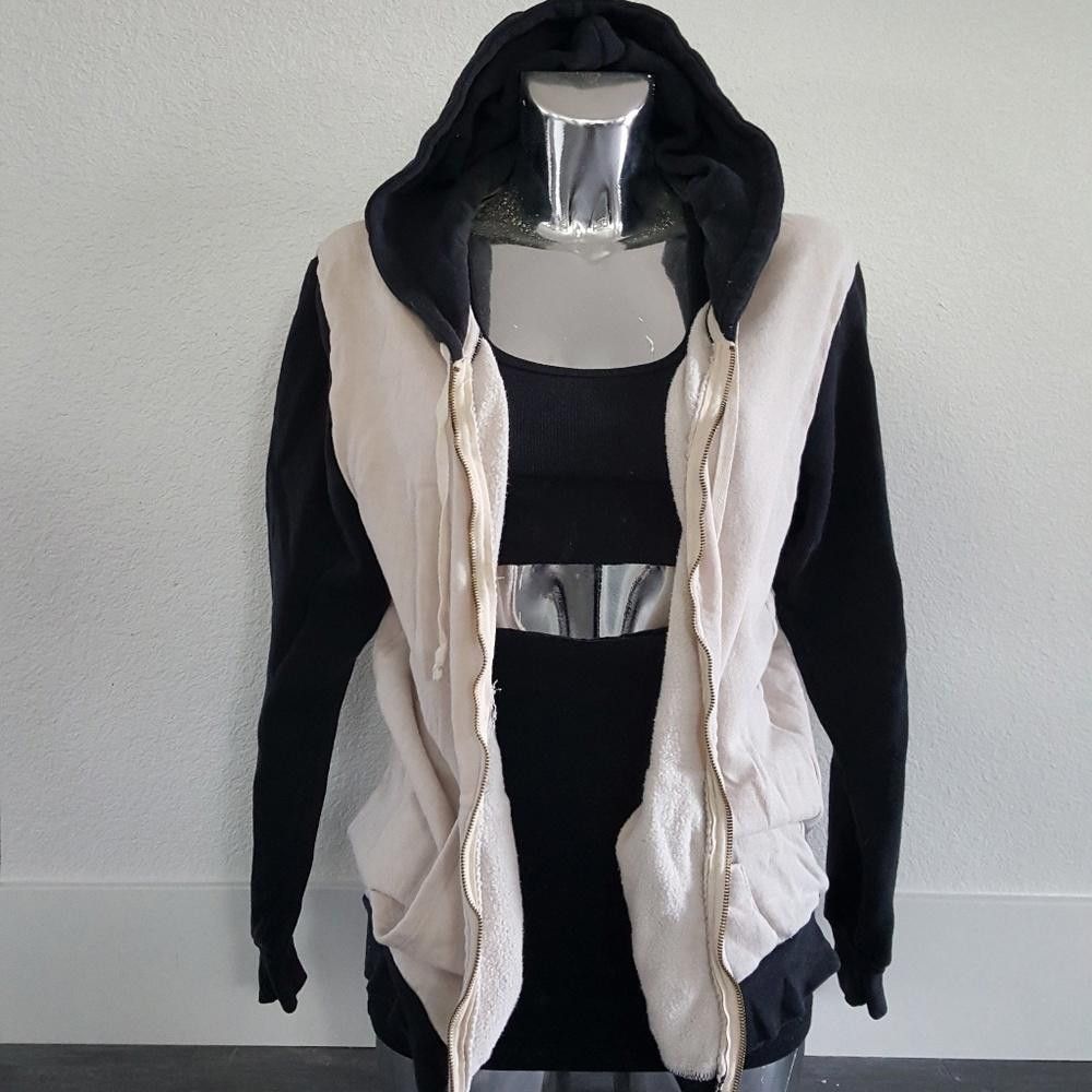 Designer Black Cream Melville Hooded Zip Up Size ONE SIZE - 1 Thumbnail