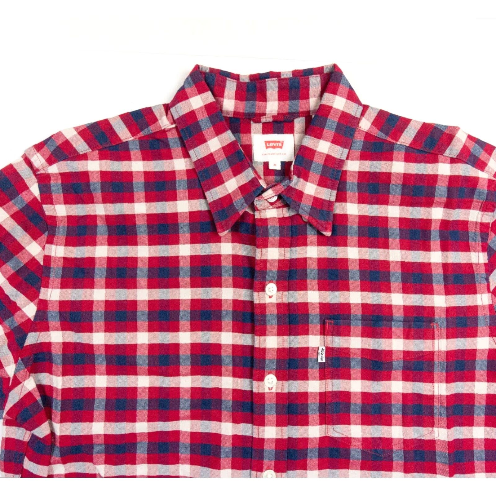 Levi's Levi's Men's Medium Red Plaid Long Sleeve Button-Up Oxford Shirt Outdoor Casual Size US M / EU 48-50 / 2 - 2 Thumbnail