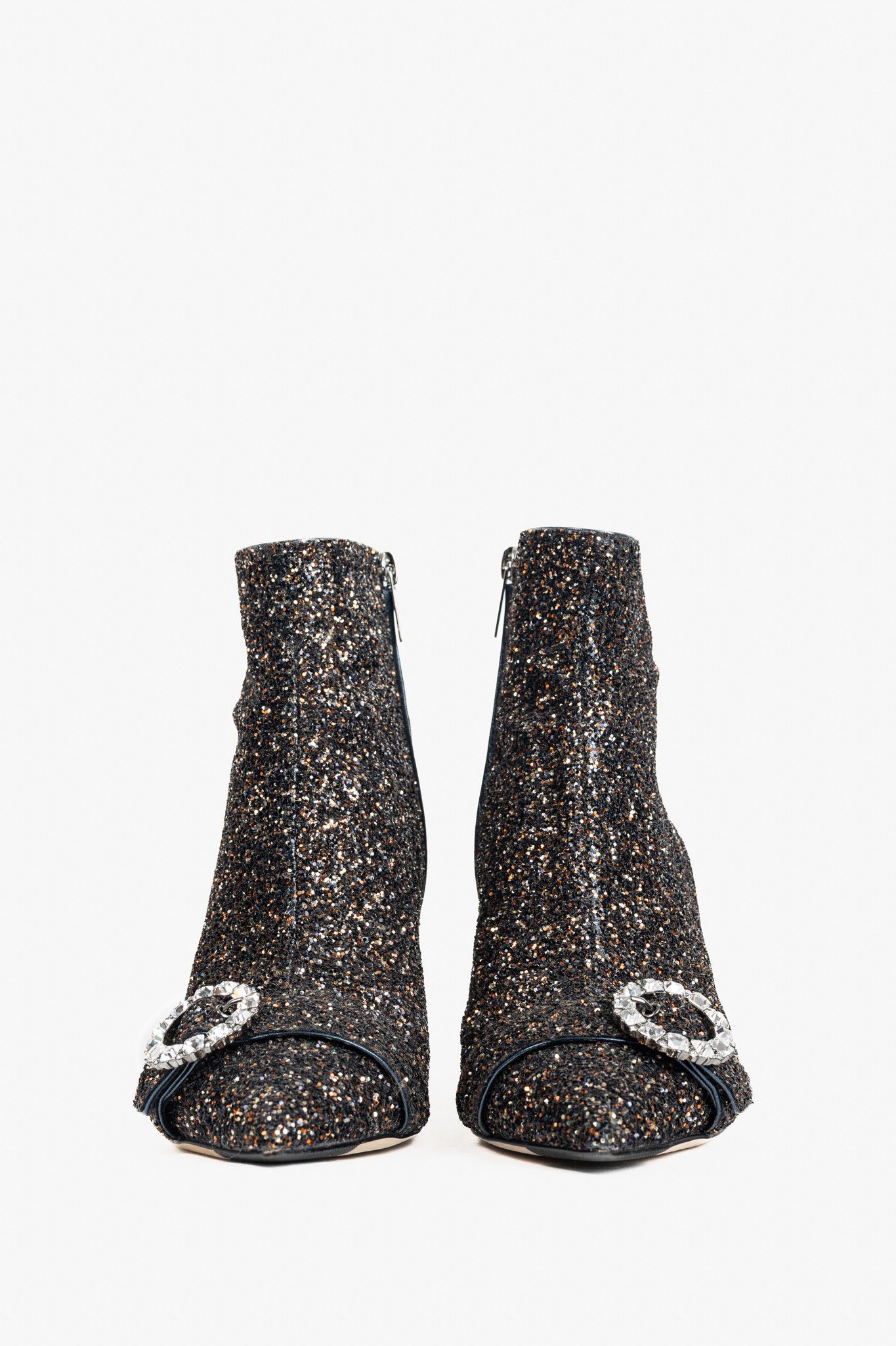 Jimmy Choo Jimmy Choo Hanover 65 Twinkle Glitter Buckled Booties Size US 8 / IT 38 - 2 Thumbnail
