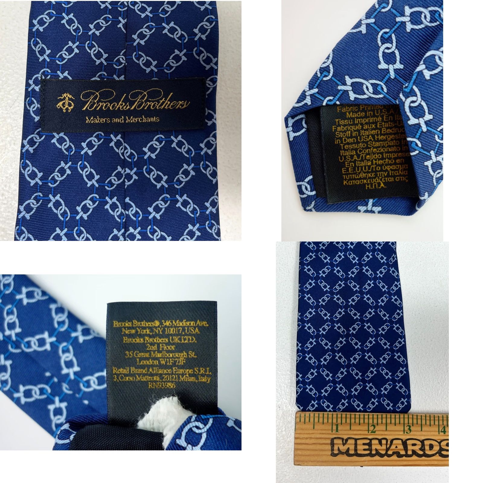 Brooks Brothers Brooks Brothers Makers and Merchants Silk Tie Printed in Italy Made in USA Men's Tie Geometric Blue Silk 61" Long 3.25" Wide Mens Size ONE SIZE - 8 Thumbnail