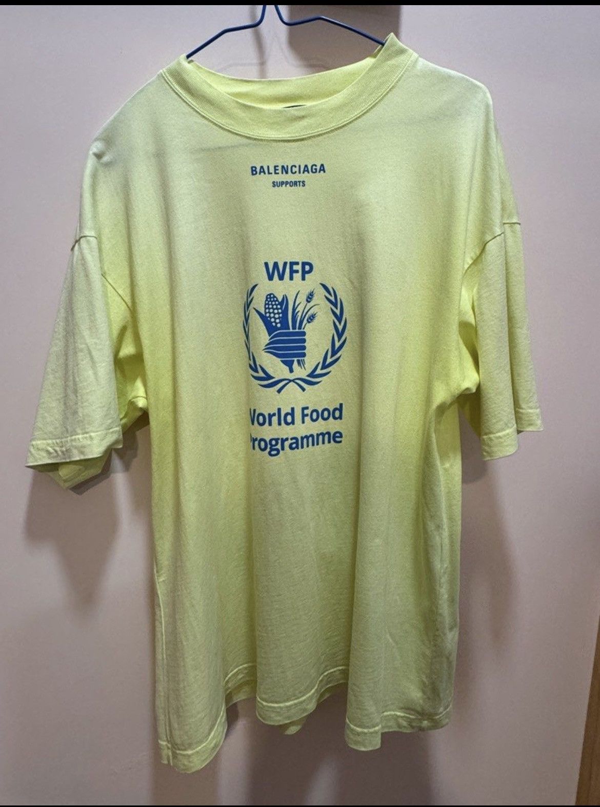 Image of Balenciaga Oversized - World Food Program T-Shirt in Yellow, Men's (Size XS)