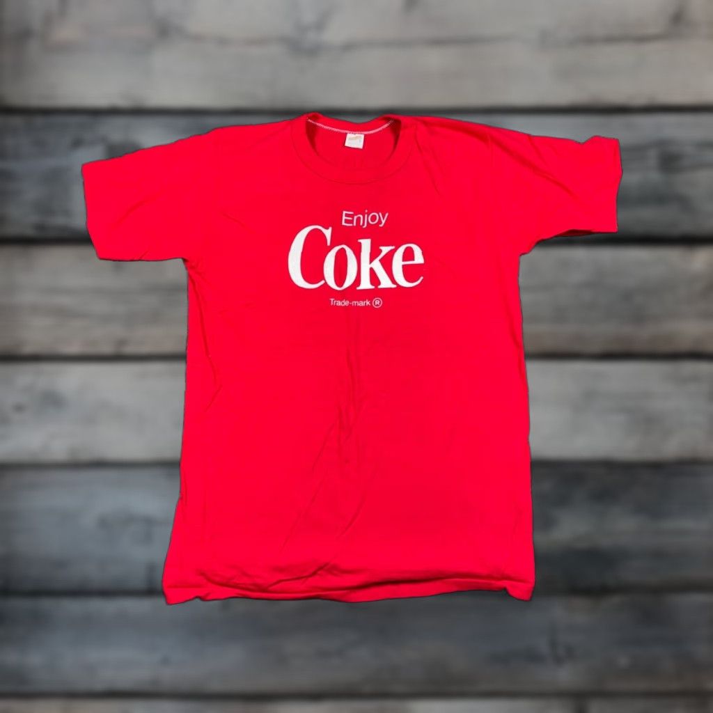 Vintage VINTAGE Enjoy Coke T-Shirt Men Red 80s 1980s Sportswear Single Stitch Cotton Short Sleeve Crew Neck XL (Tag) Size US S / EU 44-46 / 1 - 1 Thumbnail