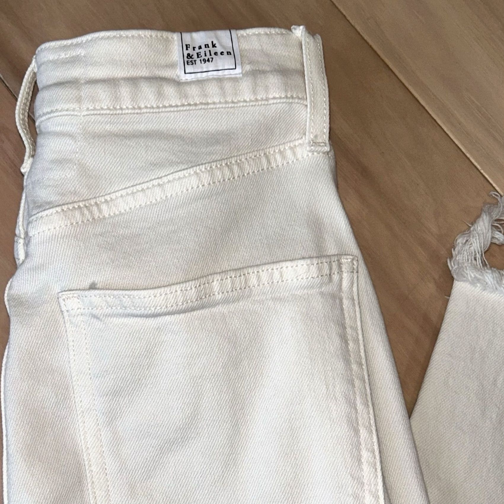 Frank & Eileen Frank & Eileen Monaghan Denim Jeans 24 Cream Cotton Blend USA Made Women’s 5-Pocket Cropped Rise 10.5in Inseam 25in Vintage No Dinom Size 42" / US 20 - 2 Thumbnail