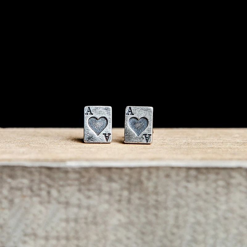 Jewelry Tiny Ace Spades Stud Earrings 925 Sterling Ear Charms Gift Size ONE SIZE - 3 Thumbnail