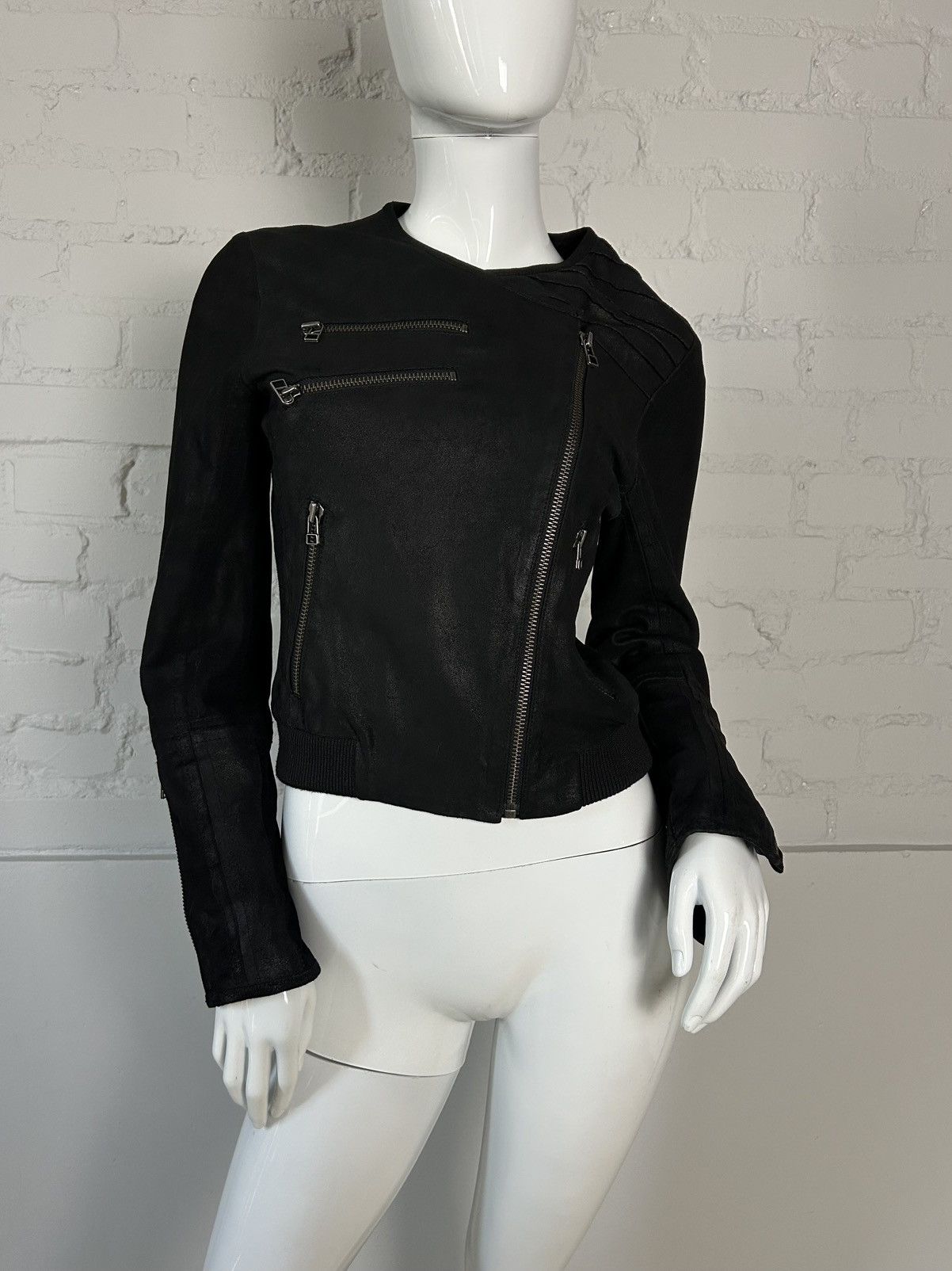 Vintage Vintage biker asymmetric leather bomber iacket Size M / US 6-8 / IT 42-44 - 1 Thumbnail