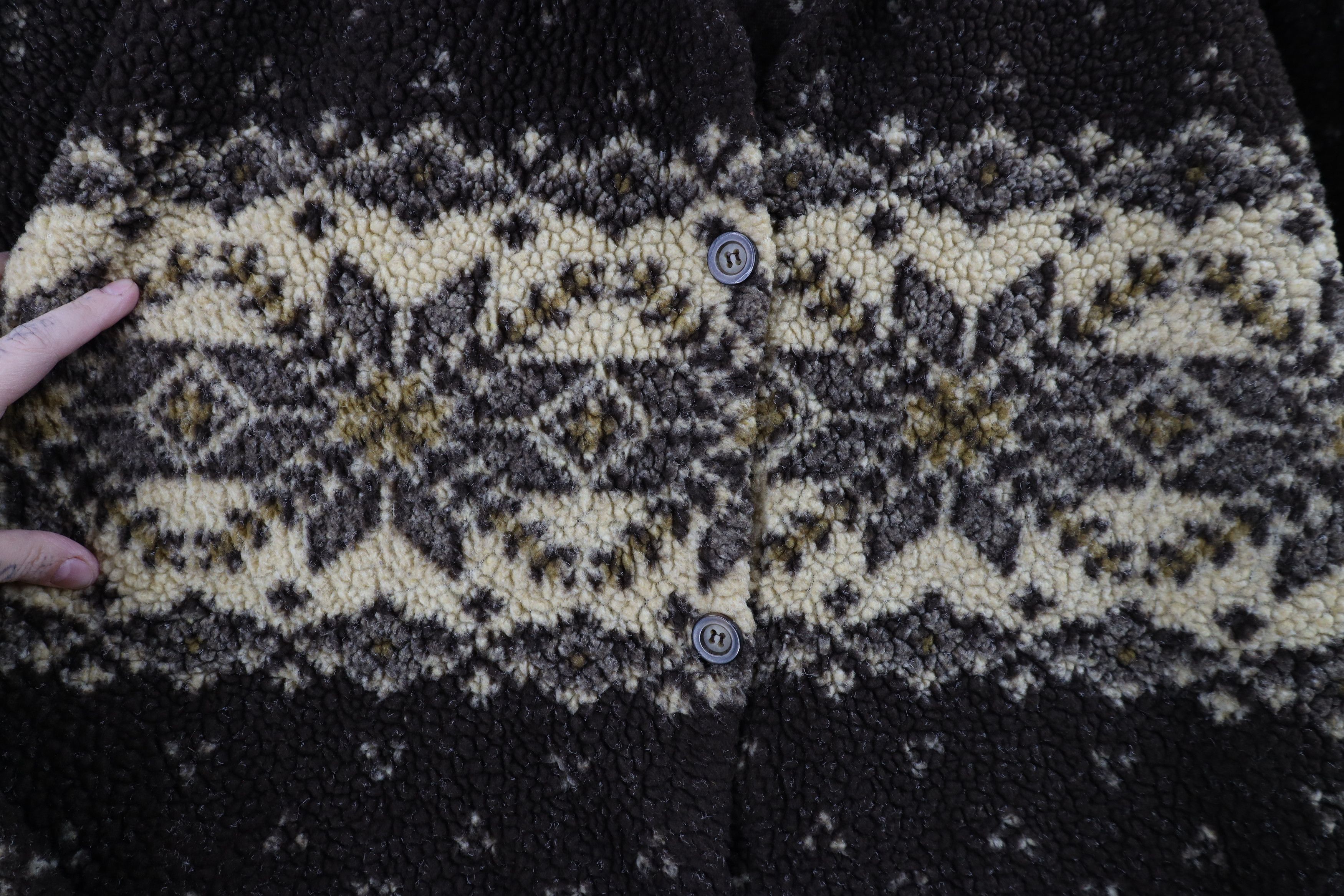 Vintage Vintage 90s Streetwear Fair Isle Deep Pile Fleece Jacket Size L / US 10 / IT 46 - 7 Thumbnail