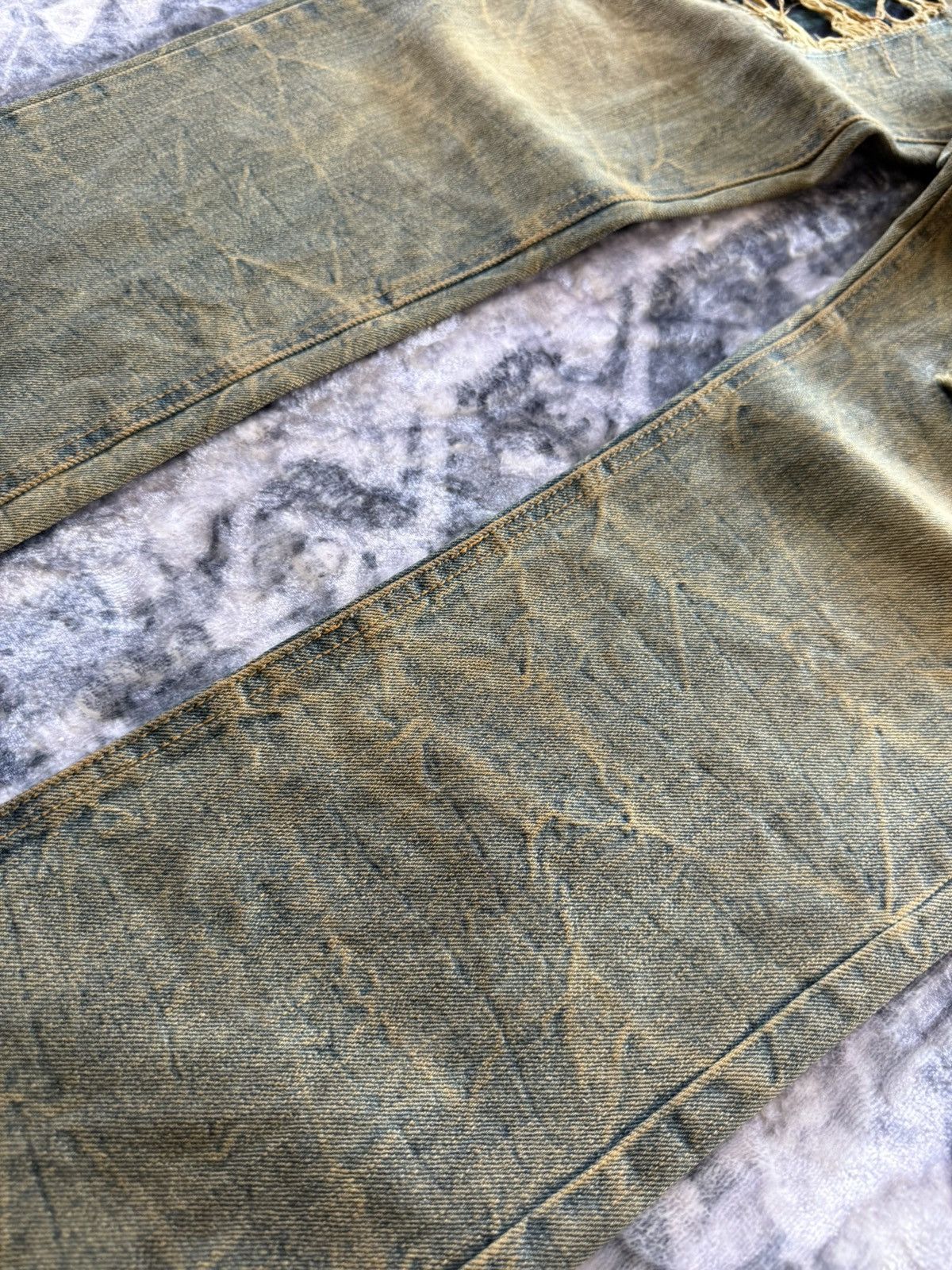 Le Grande Bleu (L.G.B.) 2000s Distressed Mud Wash Check plaid Patched Japanase Jeans Size US 29 - 7 Thumbnail