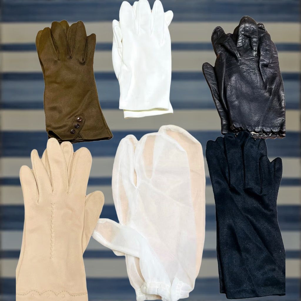 Vintage VINTAGE Women's Gloves 1950s Driving Formal Nylon Brown Black White Tailored Womens Size ONE SIZE - 1 Thumbnail