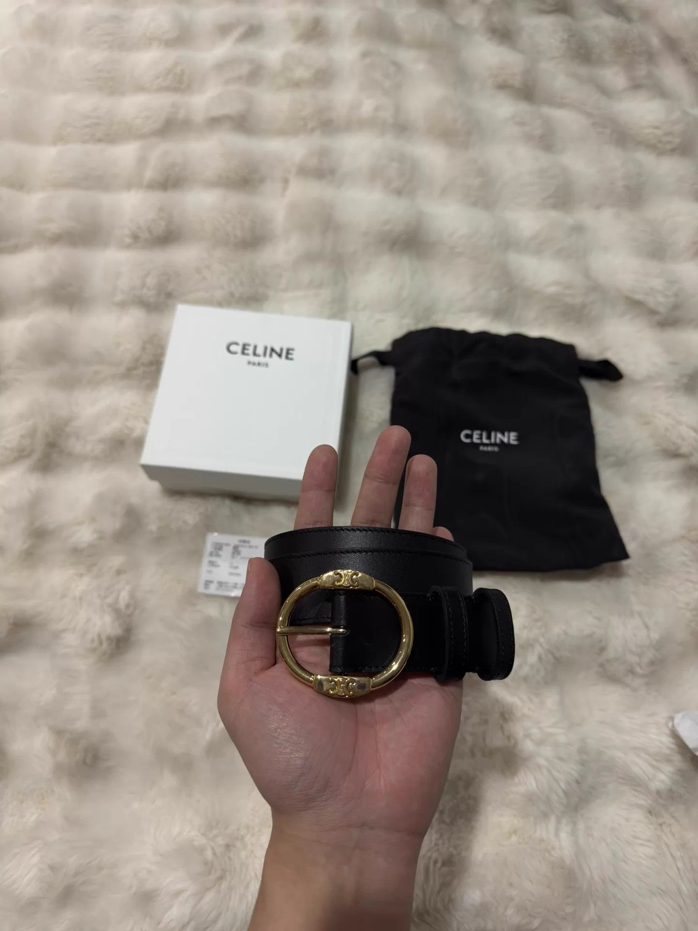 Celine Celine Triomphe Gold/Black Belt New Size ONE SIZE - 1 Thumbnail