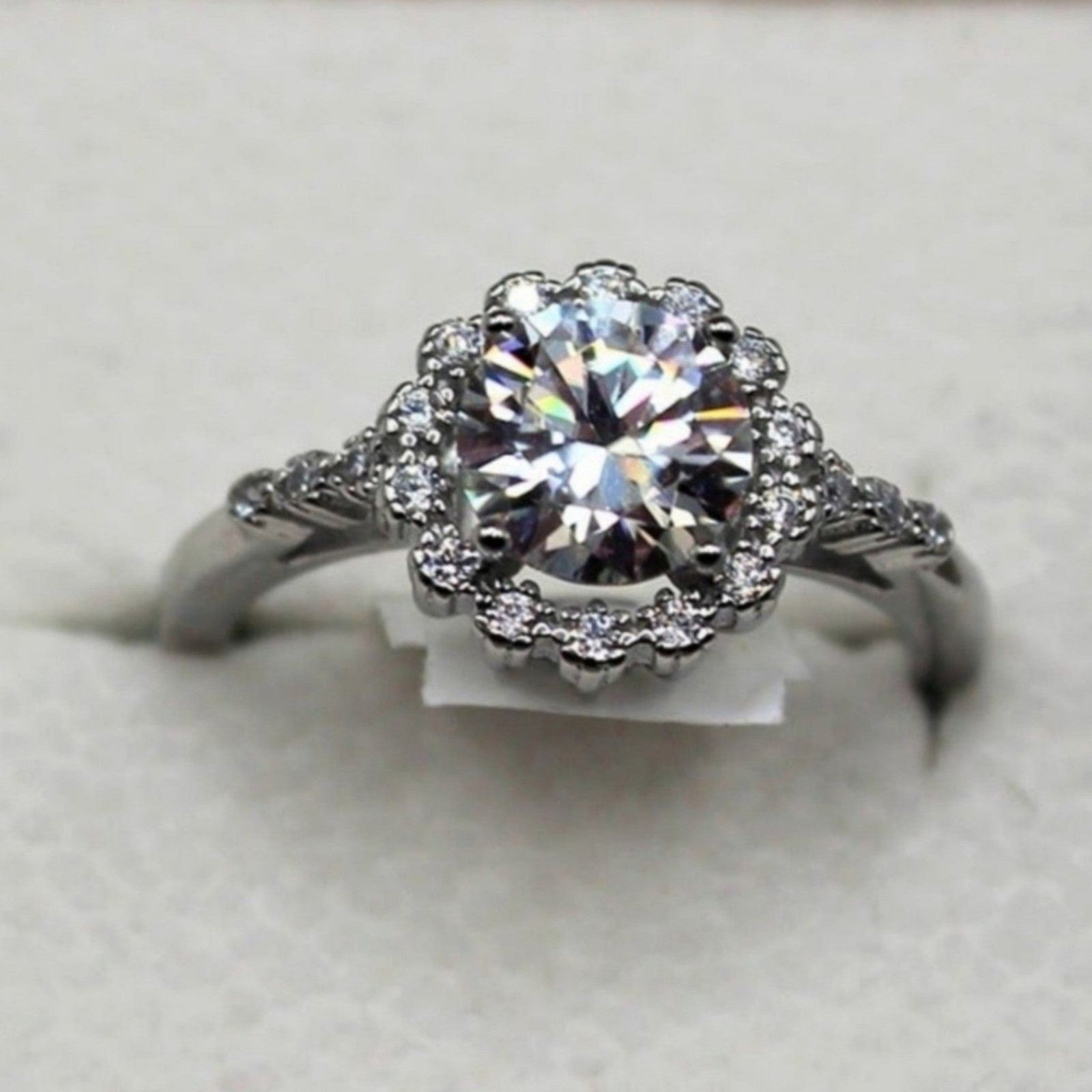 Other 1 Ct Moissanite Ring Halo-Style Flower Silver 6 Size ONE SIZE - 11 Thumbnail