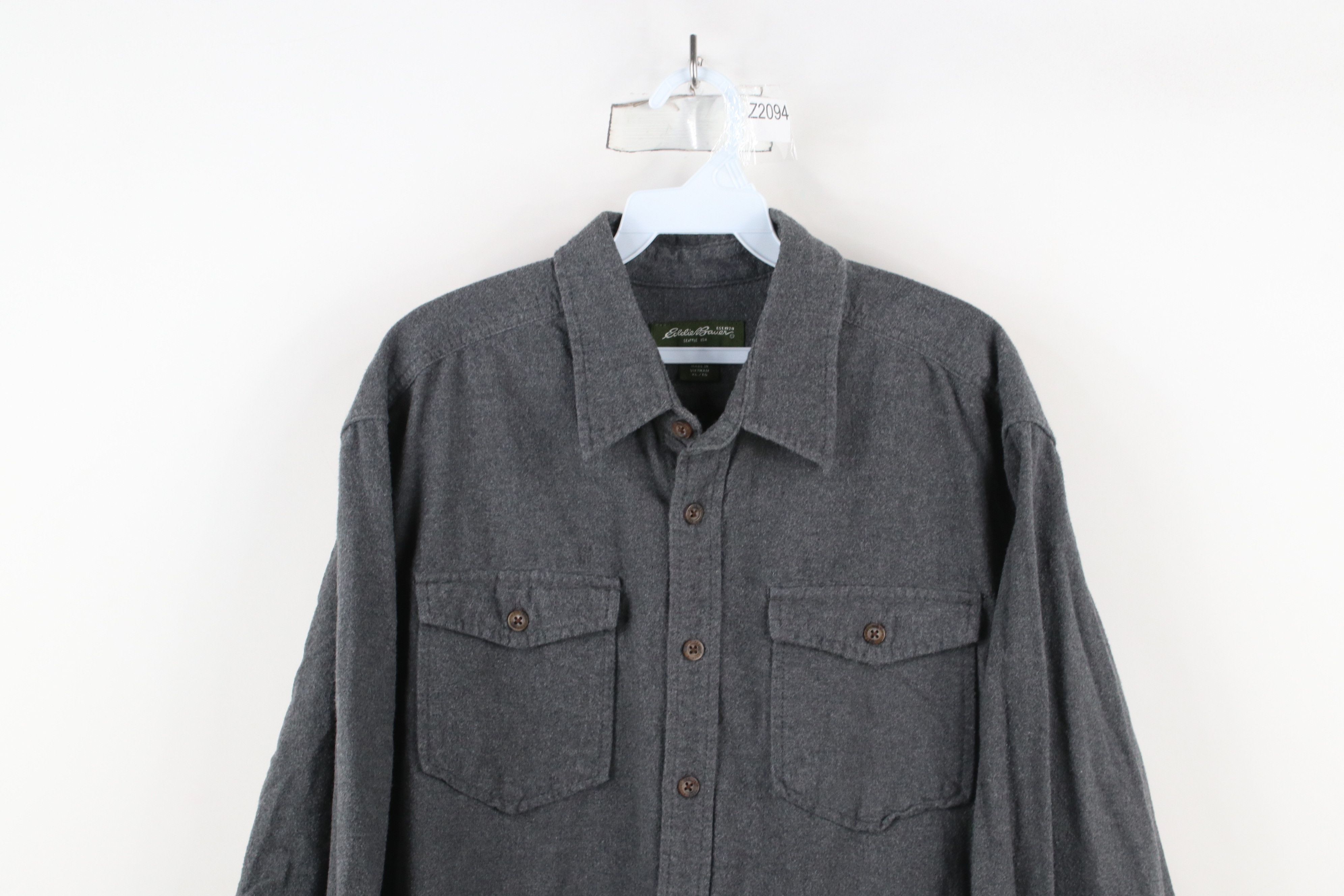 Eddie Bauer × Vintage Vintage Eddie Bauer Chamois Cloth Collared Button Shirt Gray Size US XL / EU 56 / 4 - 2 Thumbnail