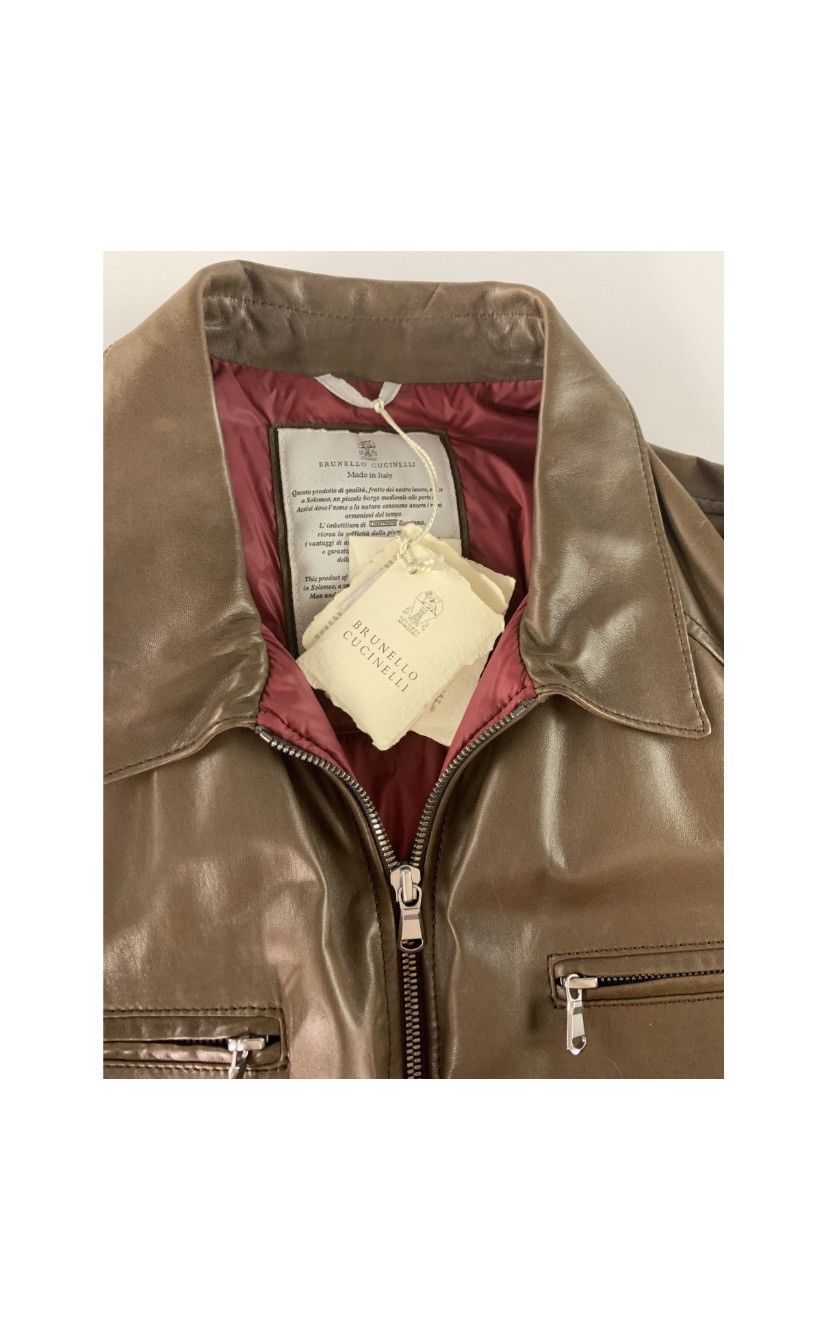 Brunello Cucinelli Brunello Cucinelli 🇮🇹 Brown Napa leather quilted bomber L NWT Size US L / EU 52-54 / 3 - 9 Thumbnail