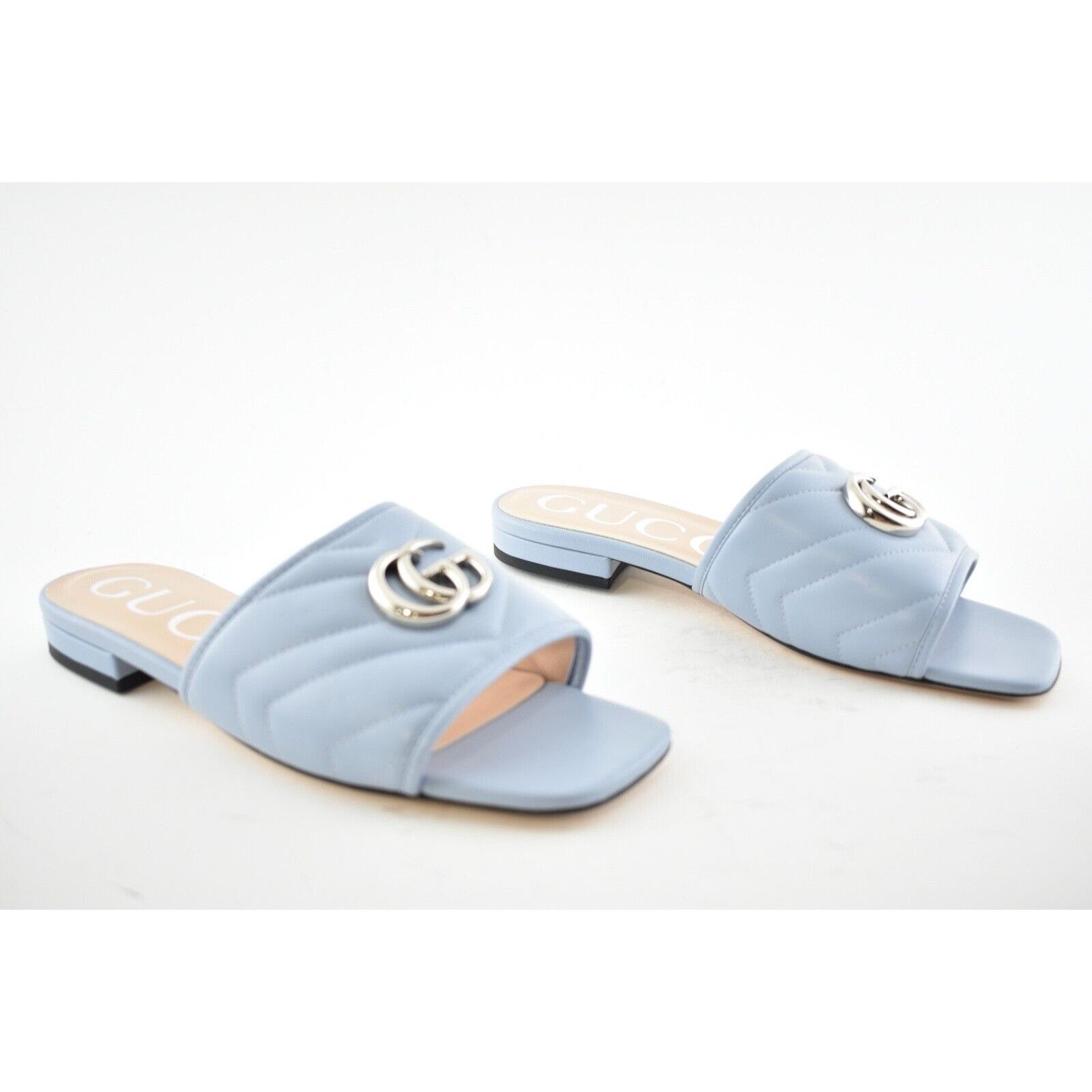 Gucci Gucci Marmont Blue Silver GG Interlocking Metal Logo Mule Size US 7 / IT 37 - 5 Thumbnail