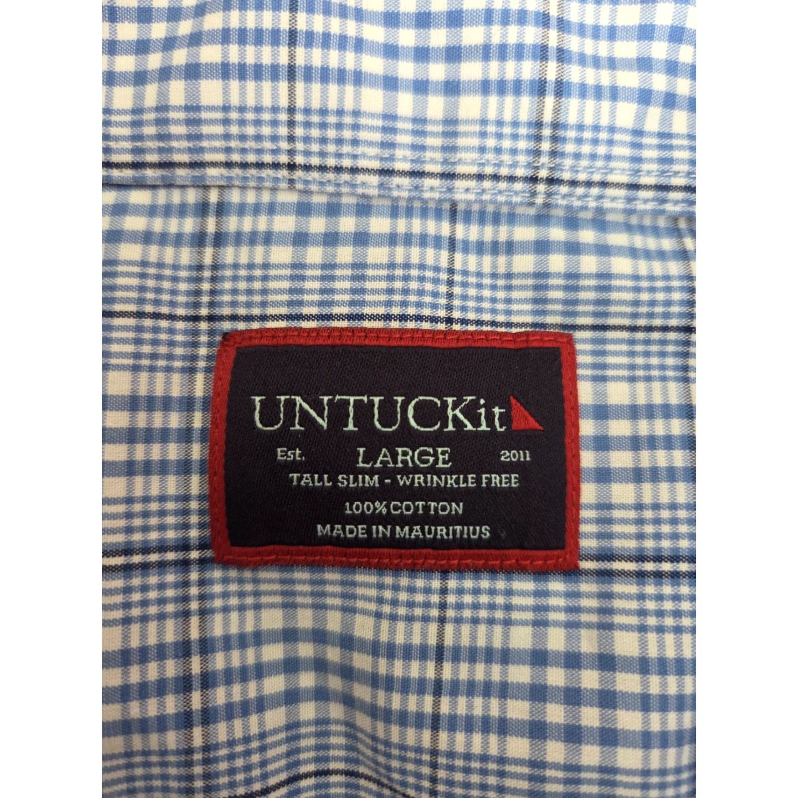 UNTUCKit UNTUCKit Shirt Men L Slim Fit Blue Plaid Button-Up Long Sleeve Size US L / EU 52-54 / 3 - 3 Thumbnail