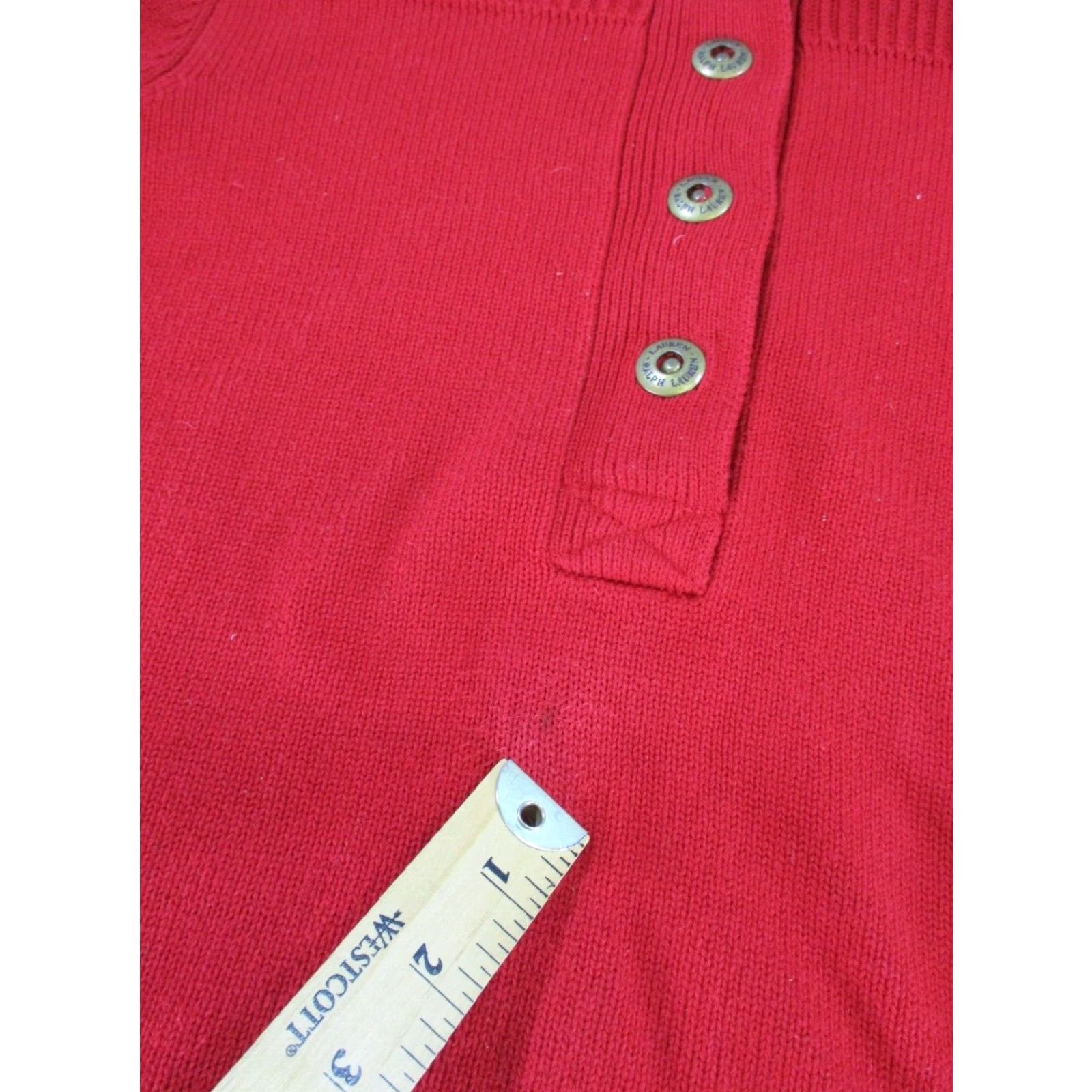 Ralph Lauren VINTAGE Lauren Ralph Lauren Sweater Mens Medium Red Cotton Pullover Long Sleeve Mock Neck Solid Size US M / EU 48-50 / 2 - 3 Thumbnail
