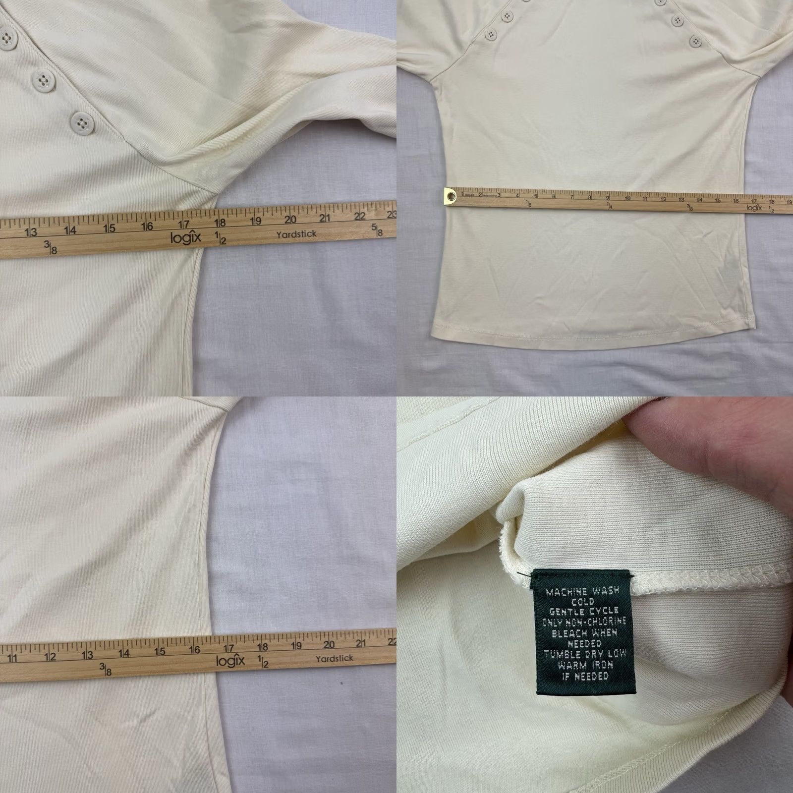 Ralph Lauren VINTAGE Lauren Ralph Lauren Shirt Womens Large Designer Preppy Beige Long Sleeve Size L / US 10 / IT 46 - 8 Thumbnail