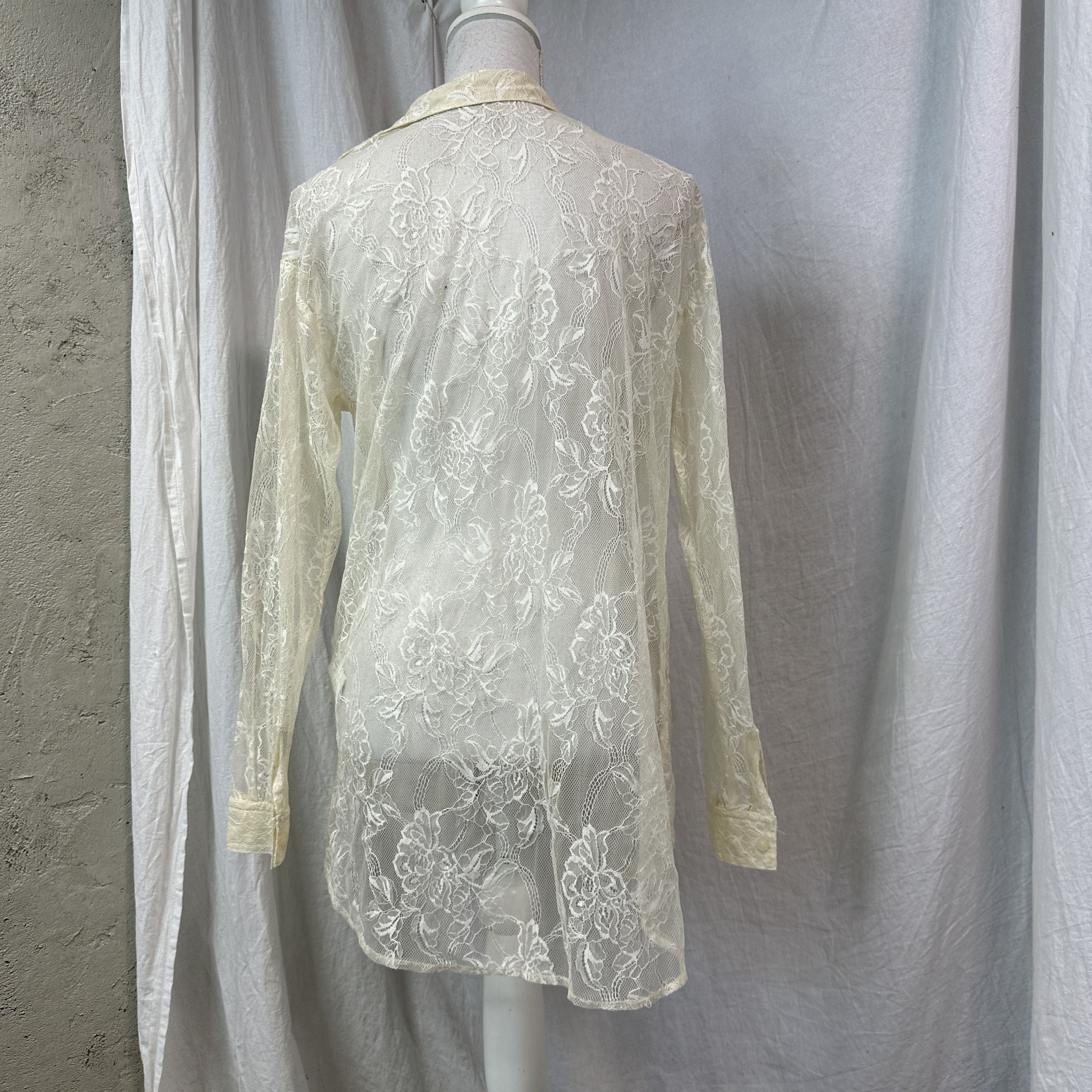 Vintage Vintage Avant Garde Mesh Sheer Lace Shirt Y2K Size M / US 6-8 / IT 42-44 - 4 Thumbnail