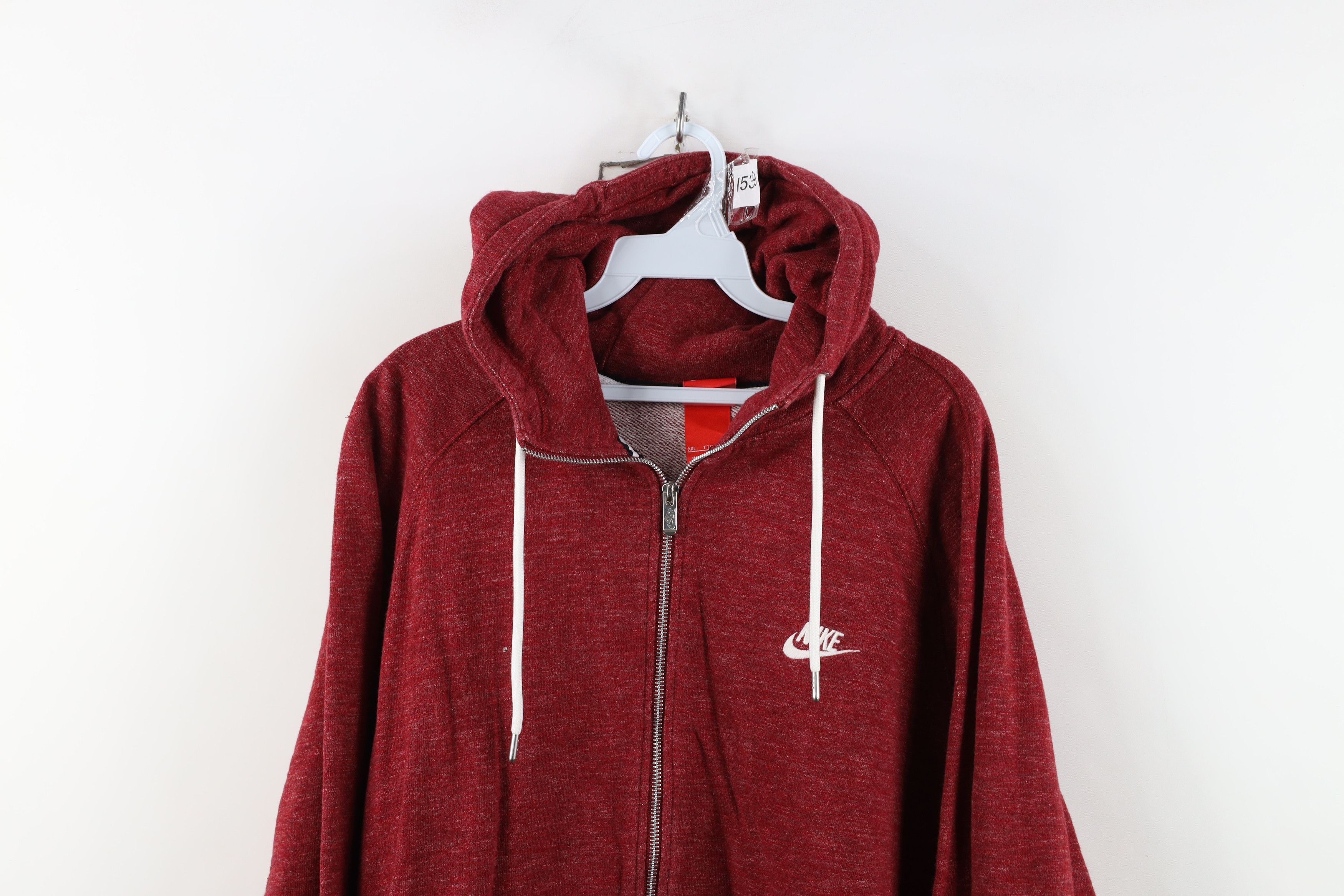 Nike Vintage Nike Mini Swoosh French Terry Full Zip Hoodie Red Size US XXL / EU 58 / 5 - 2 Thumbnail