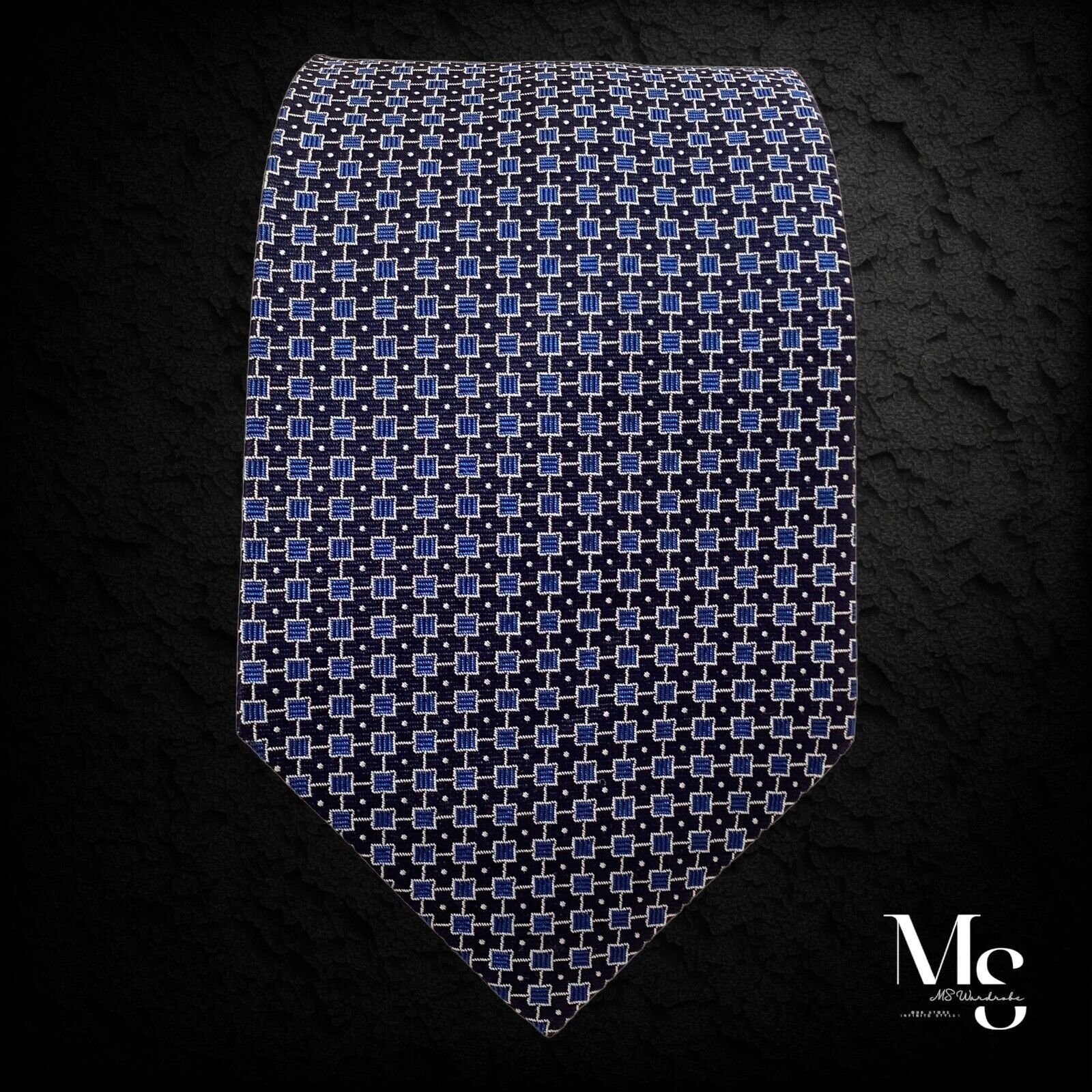 Lauren Ralph Lauren LAUREN RALPH LAUREN Blue Geometric Luxury Silk Tie Made In U Size ONE SIZE - 5 Thumbnail