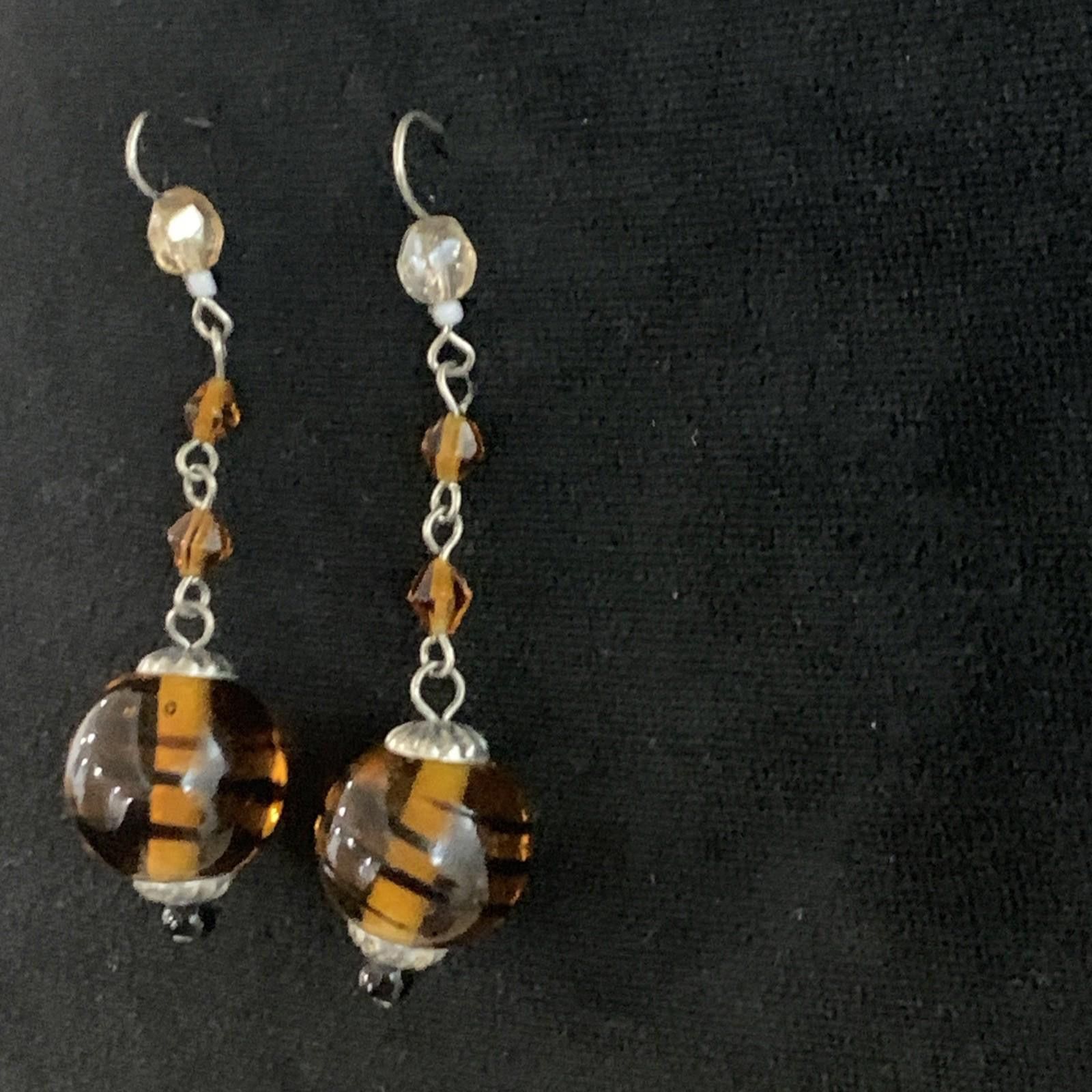The Unbranded Brand Orange Glass Lampwork Drop Dangle Beads Vintage Handmade Size ONE SIZE - 8 Thumbnail