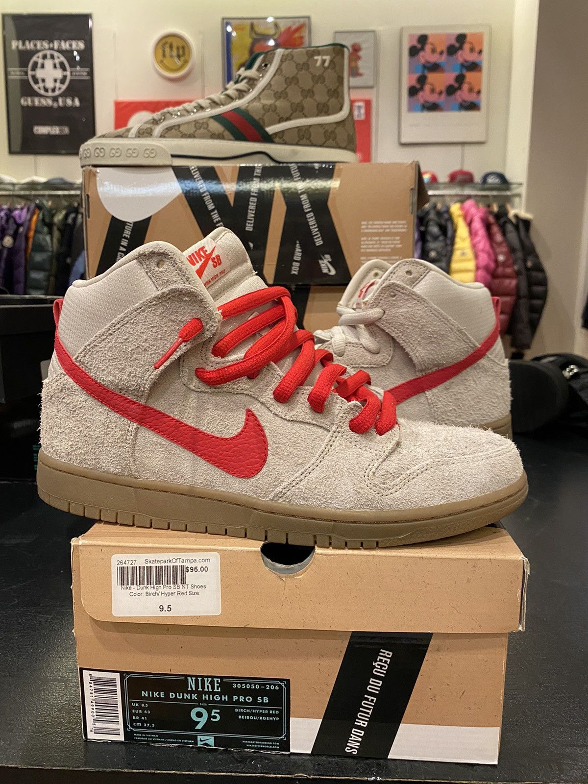 image of Nike Dunk High Pro Sb Shoes in Silver Birch, Men's (Size 9.5)
