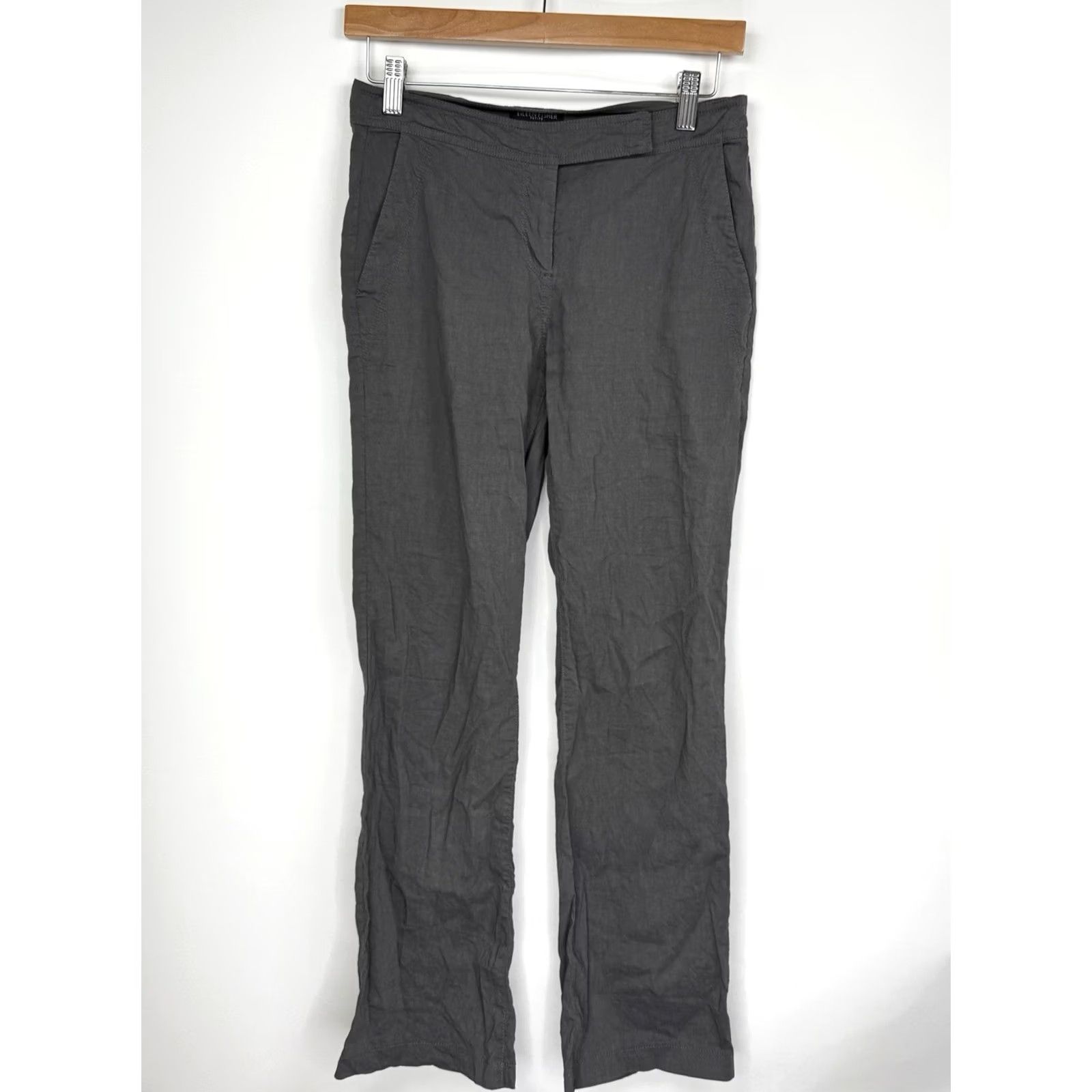 Eileen Fisher VINTAGE Eileen Fisher Pants Ladies City Straight Leg 27x28 Gray Linen Viscose Blend 2P Petite Size 26" / US 2 / IT 38 - 2 Thumbnail