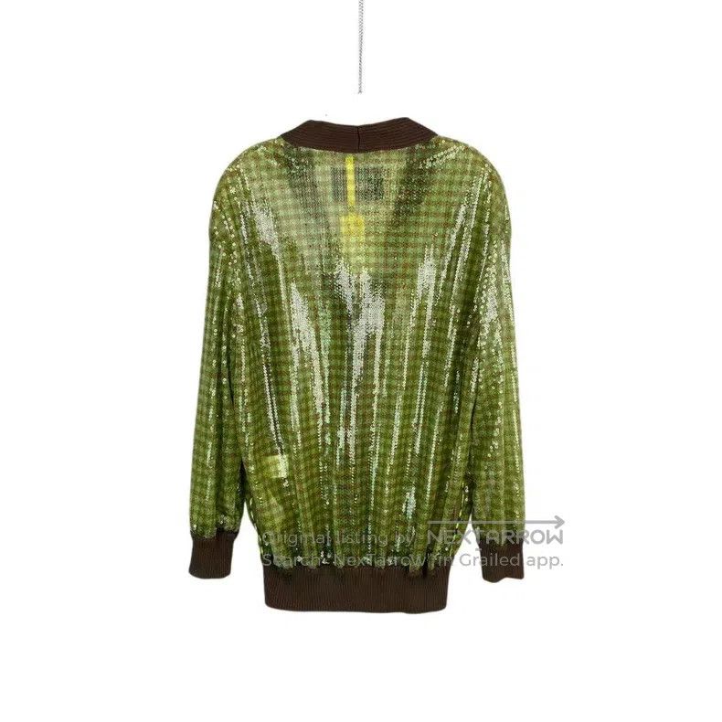 Fendi Fendi Nylon Green Glitter Checkered Cardigan Size XS / US 0-2 / IT 36-38 - 2 Thumbnail
