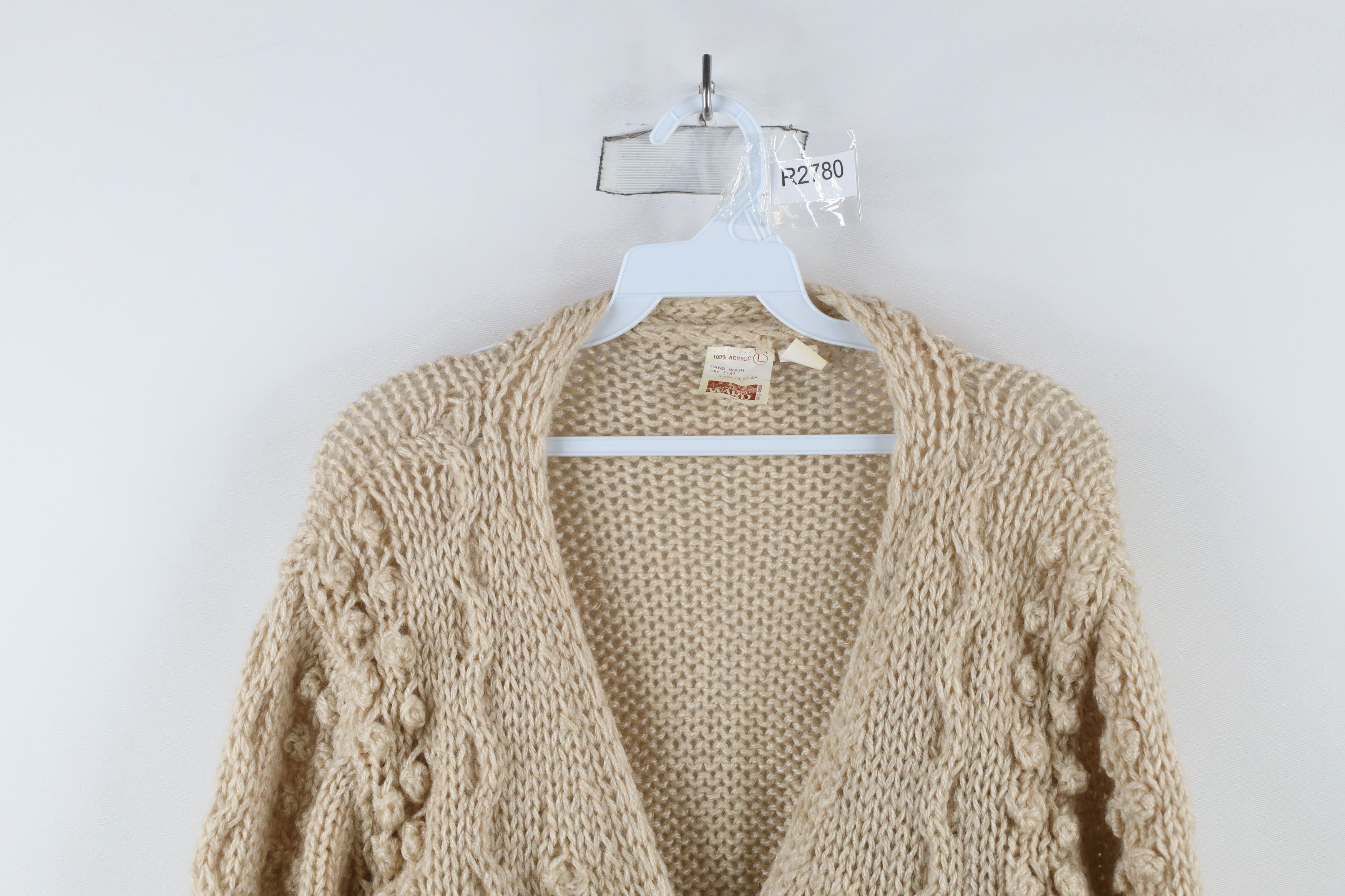 Vintage Vintage 70s Streetwear Knobby Knit Cardigan Sweater Beige Size L / US 10 / IT 46 - 2 Thumbnail