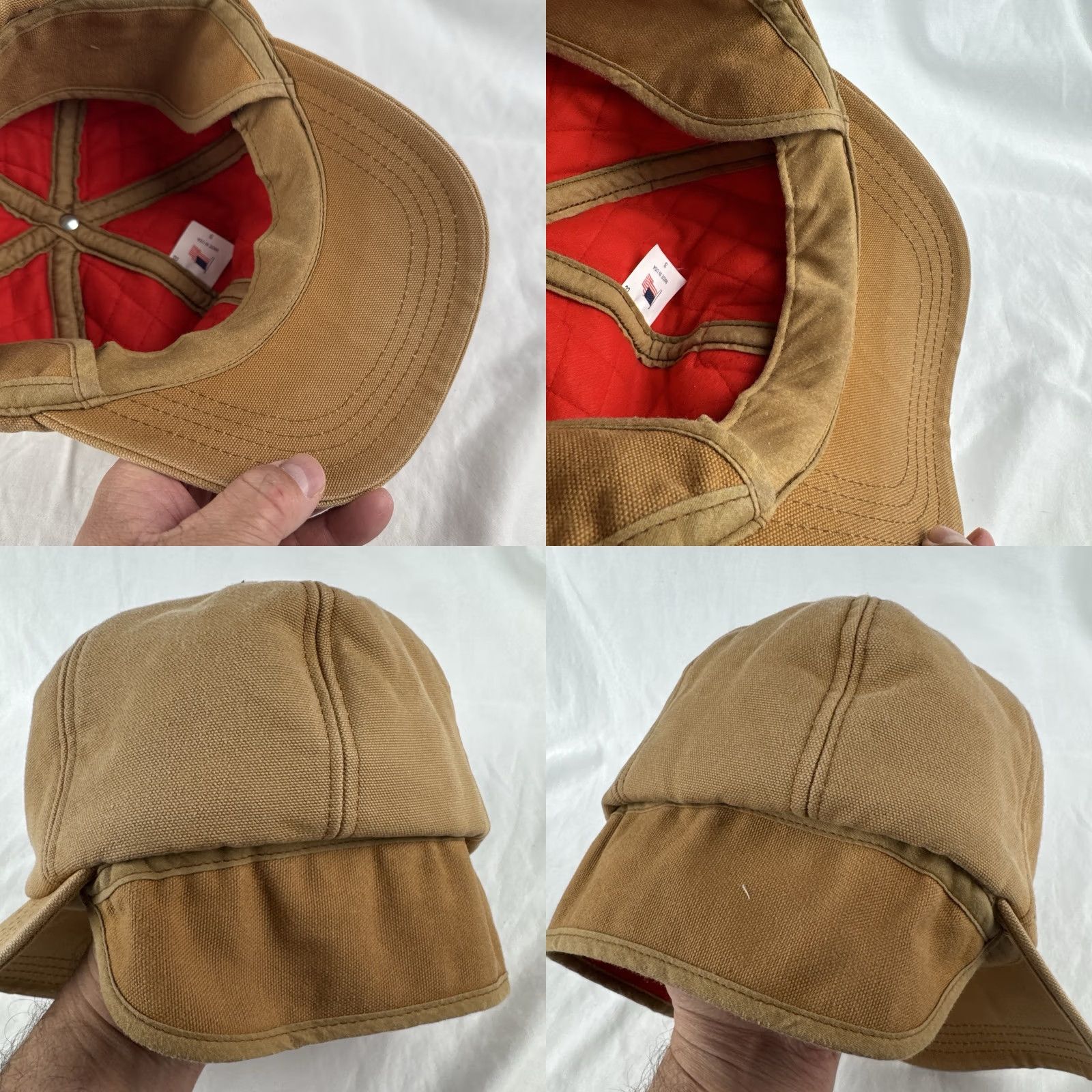 Carhartt VINTAGE Carhartt Duck Canvas Insulated Flap Hat USA Made Workwear 80s S Mens Brown Size ONE SIZE - 8 Thumbnail