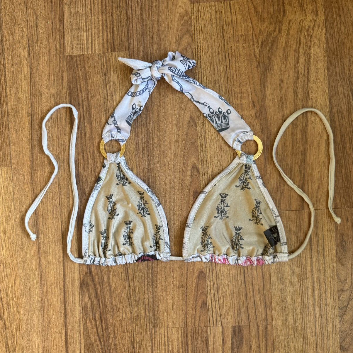 Ed Hardy CHRISTIAN AUDIGIER Vintage Y2K White Pink Paris Bikini Set Size L / US 10 / IT 46 - 9 Thumbnail