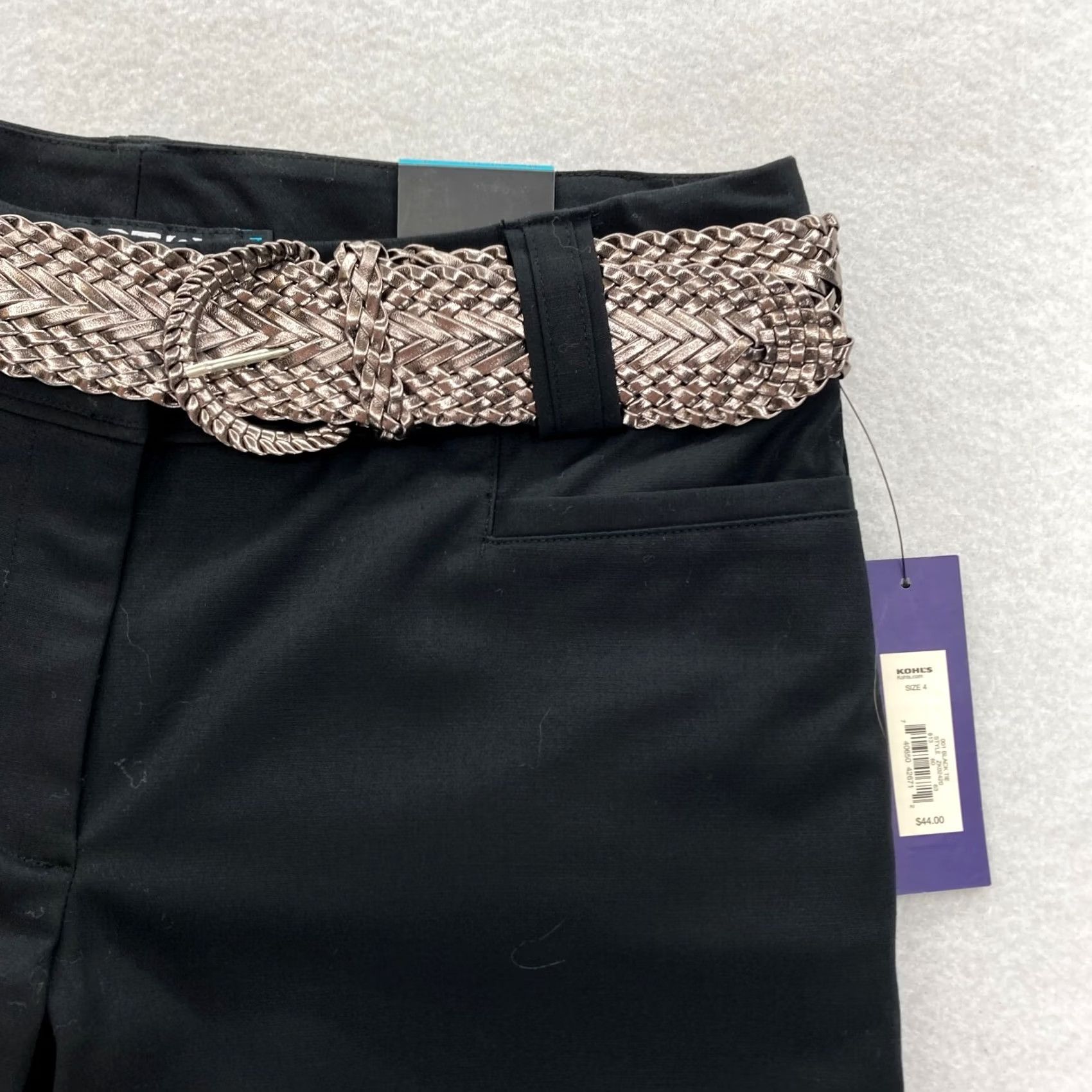 Apt. 9 Apt. 9 Maxwell Capri Pants Women's 4 Black Stretch Mid Rise Straight Belted NWT Size 28" / US 6 / IT 42 - 3 Thumbnail