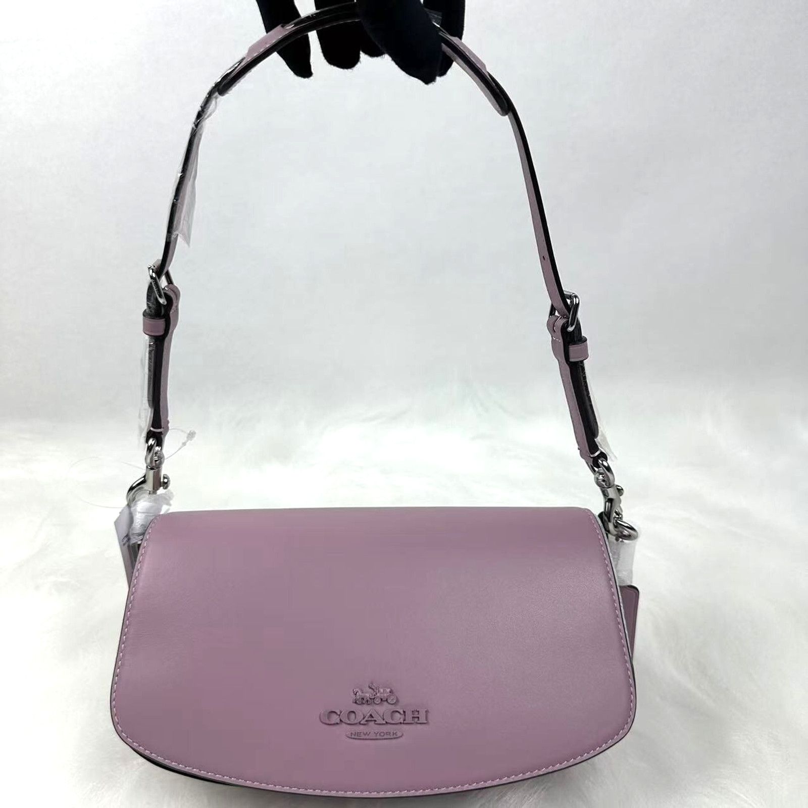 Coach Coach Andrea Shoulder Bag In Leather/Silver/Lilac Purple NWT Size ONE SIZE - 1 Thumbnail