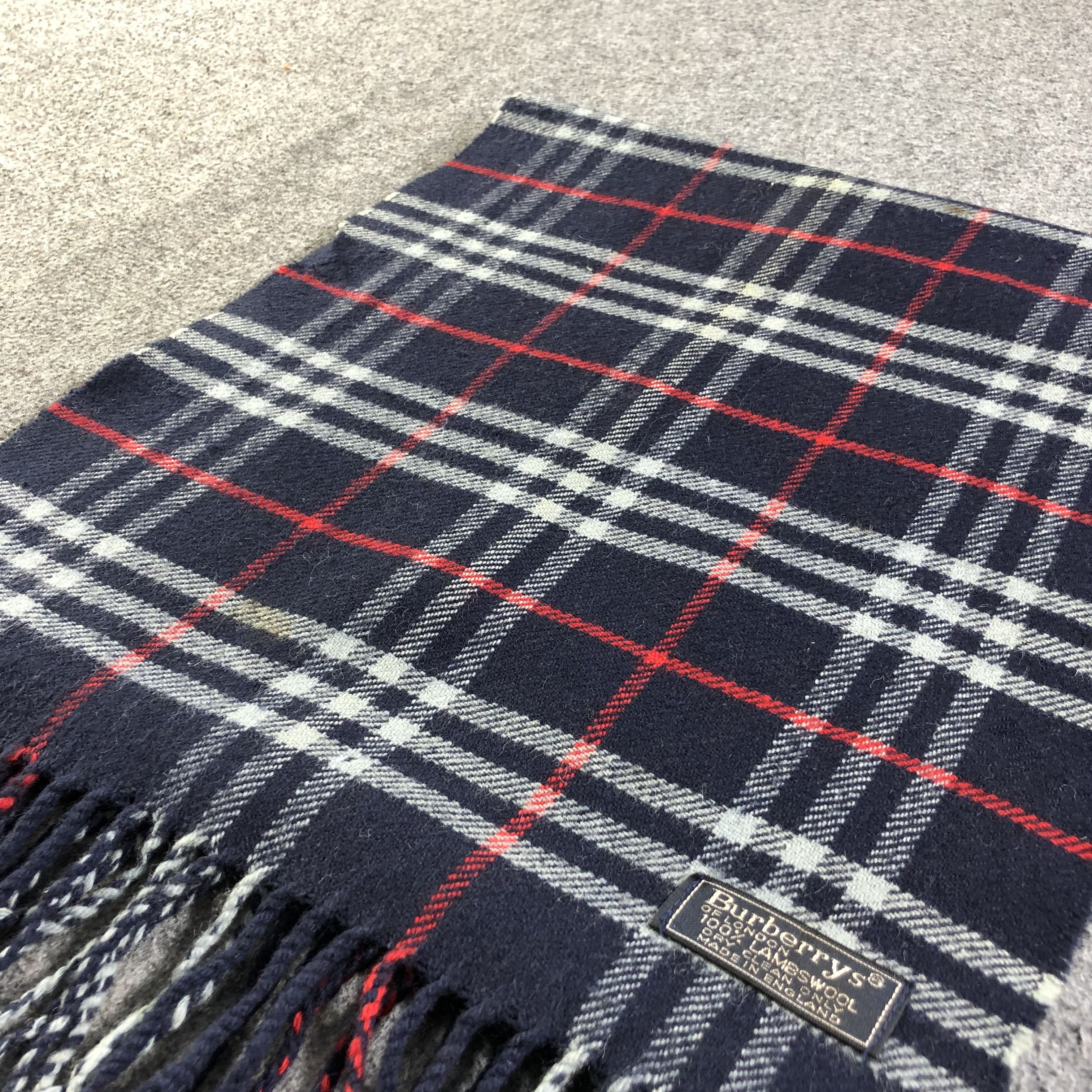 Burberry Burberrys Nova Check Blue Wool Scarf Muffler V1351 Size ONE SIZE - 3 Thumbnail