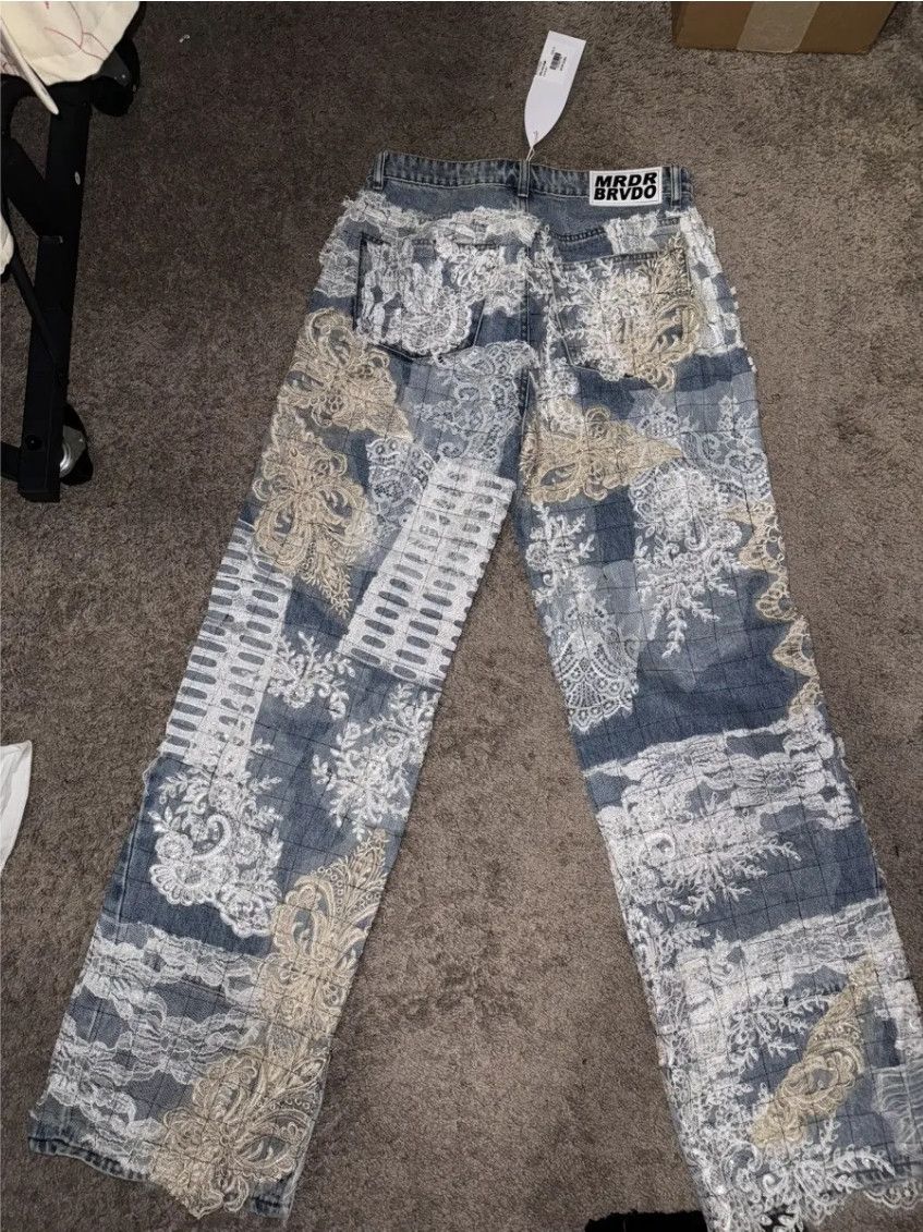 Who Decides War Who Decides War Sky Grid Lace Denim Size US 32 / EU 48 - 3 Thumbnail