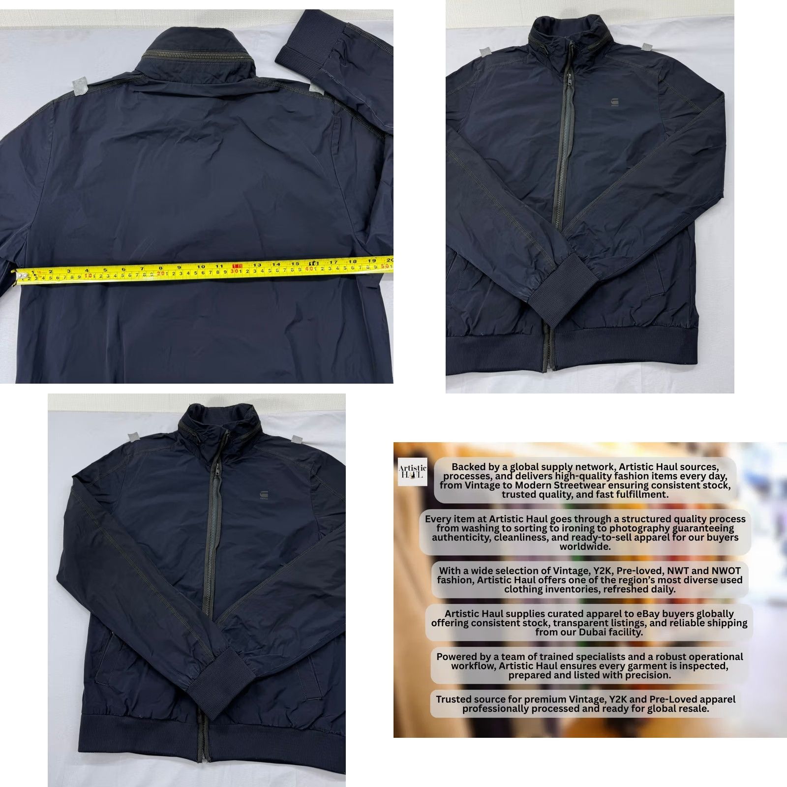 Vintage G-Star Raw Men’s Navy Bomber Jacket Nylon Reflective L Size US L / EU 52-54 / 3 - 9 Thumbnail