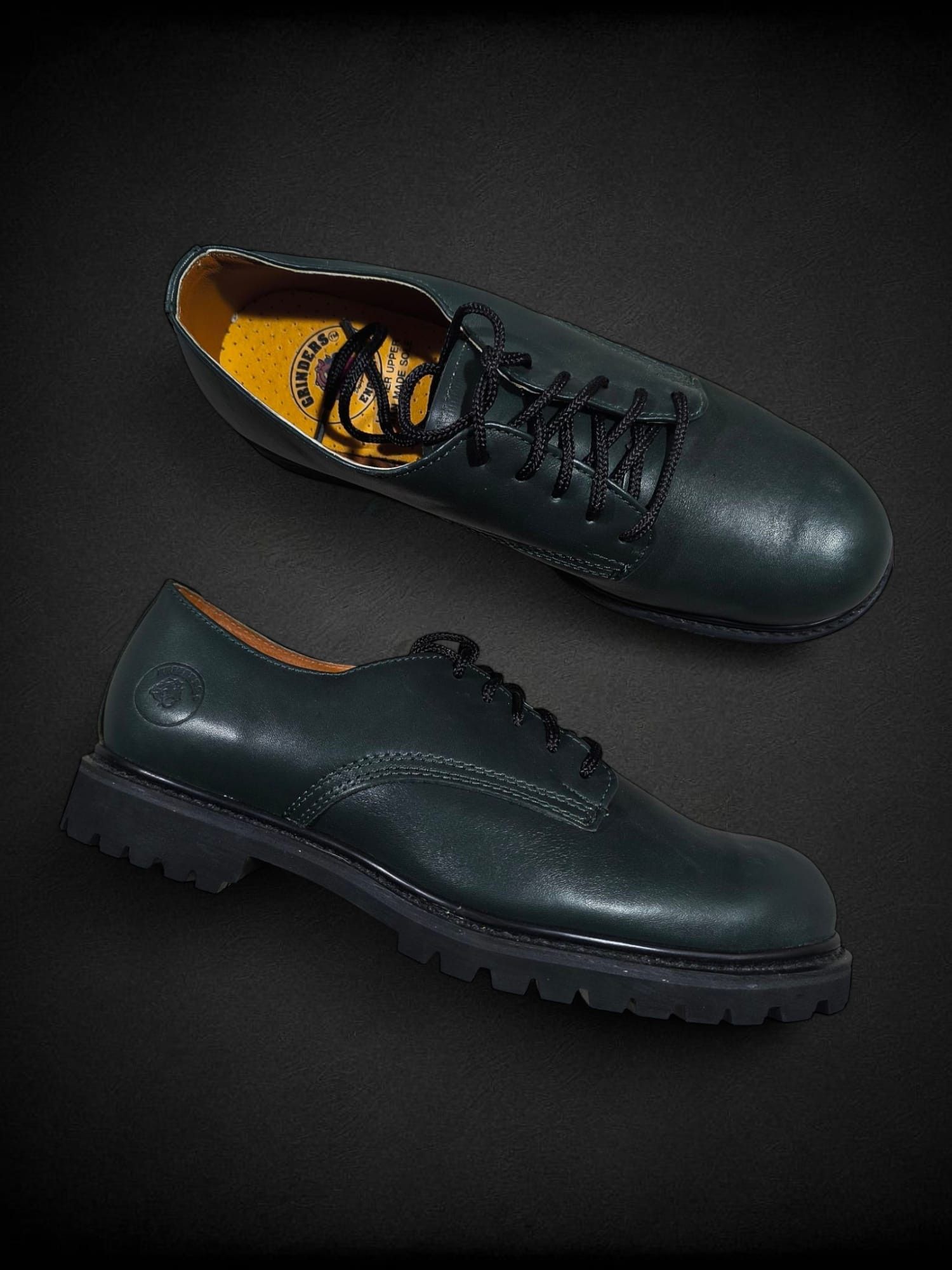 Leather Chunky London Grinders Dark Green Derby Leather Shoes Size US 12 / EU 45 - 1 Thumbnail