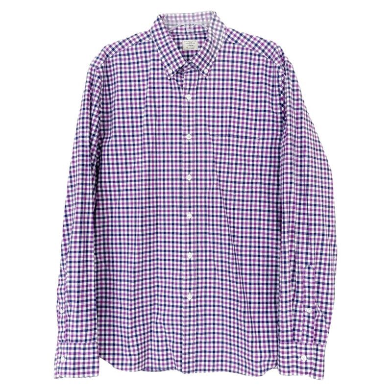 J.Crew J. Crew Black Purple White Plaid Long Sleeve Button Down Size US L / EU 52-54 / 3 - 4 Thumbnail