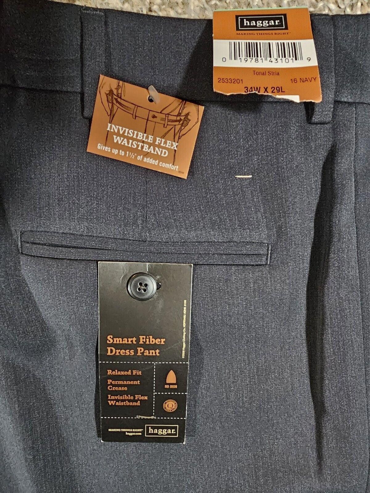 Haggar Haggar 34x29 Navy Blue Pleat Cuff Pants NWT Size US 34 / EU 50 - 6 Thumbnail