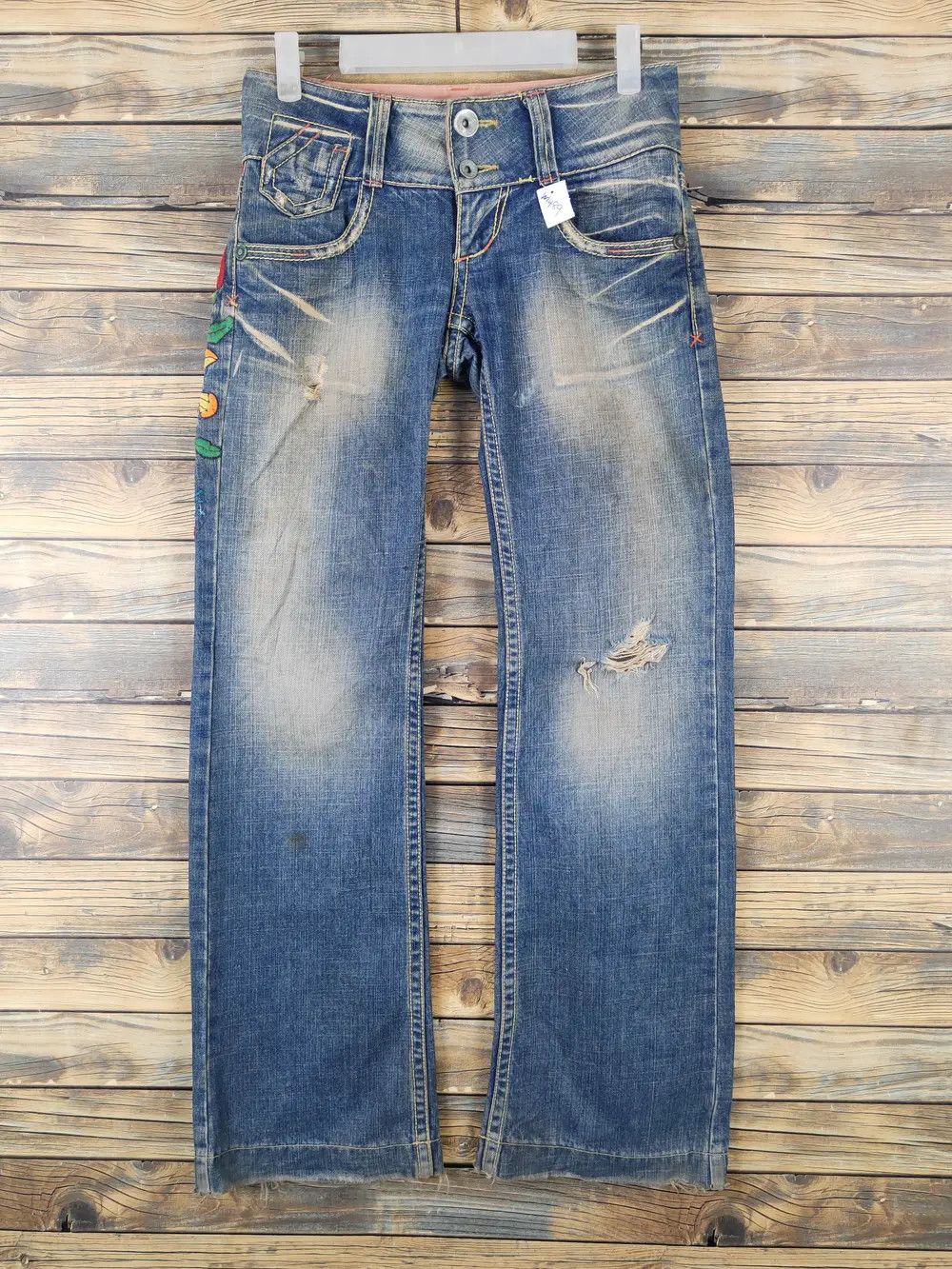 Japanese Brand Red Pepper Dark Blue Distressed Ripped Jeans #W1489 Size 26" / US 2 / IT 38 - 22 Thumbnail