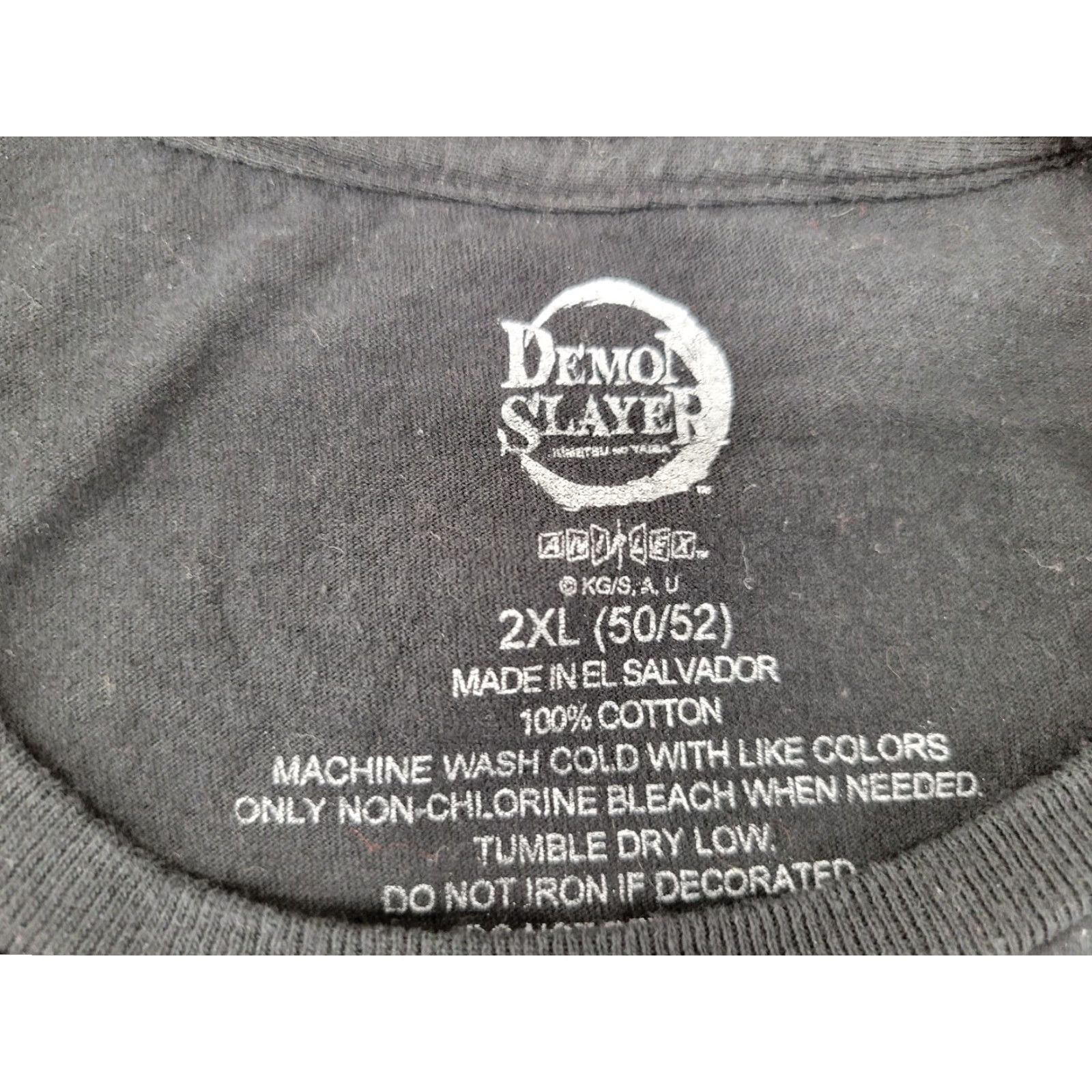 Vintage Demon Slayer T-Shirt Men 2XL Black Cotton Short Sleeve Crew Neck Logo Printed Japanese Manga Graphic Size US XXL / EU 58 / 5 - 8 Thumbnail