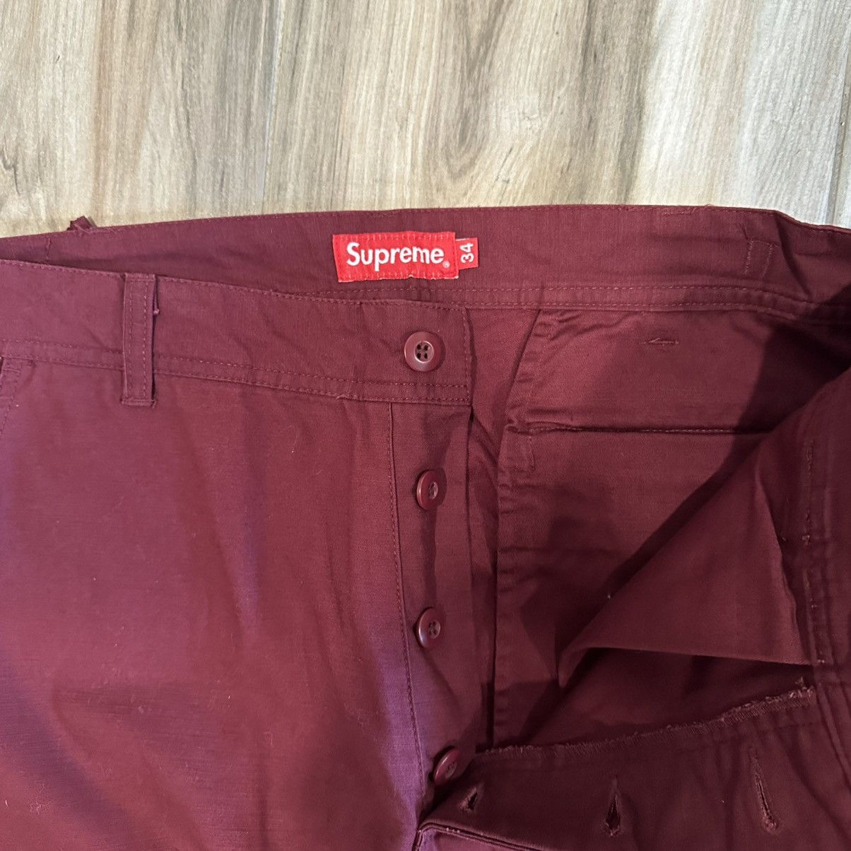 Supreme Burgundy Supreme Double Cargo Pants Size US 34 / EU 50 - 2 Thumbnail