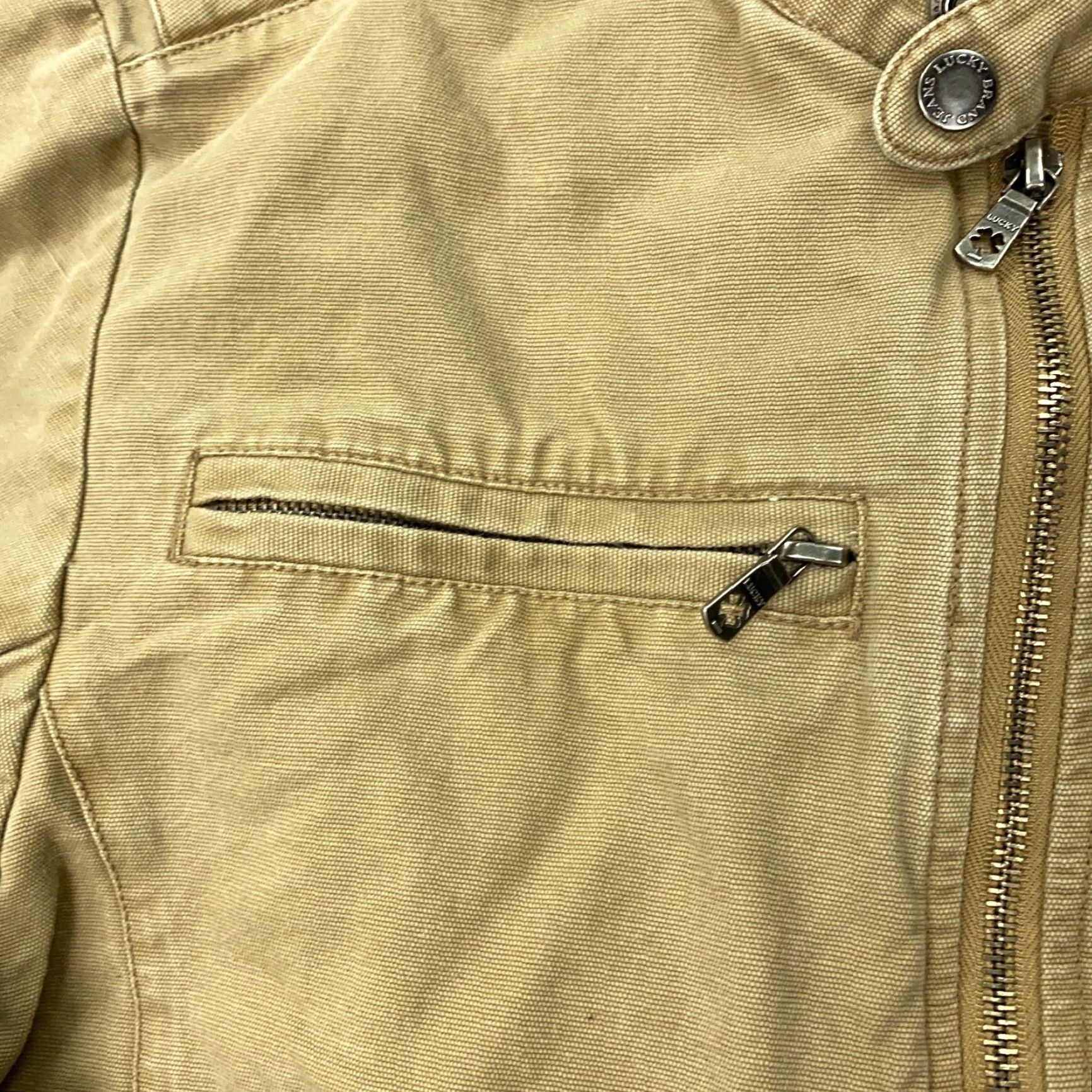 Lucky Brand VINTAGE Lucky Brand Jacket Womens XL Canvas Beige Moto Utility Coat Long Sleeve Zip Up Classic Fall Winter Womens Size XL / US 12-14 / IT 48-50 - 4 Thumbnail