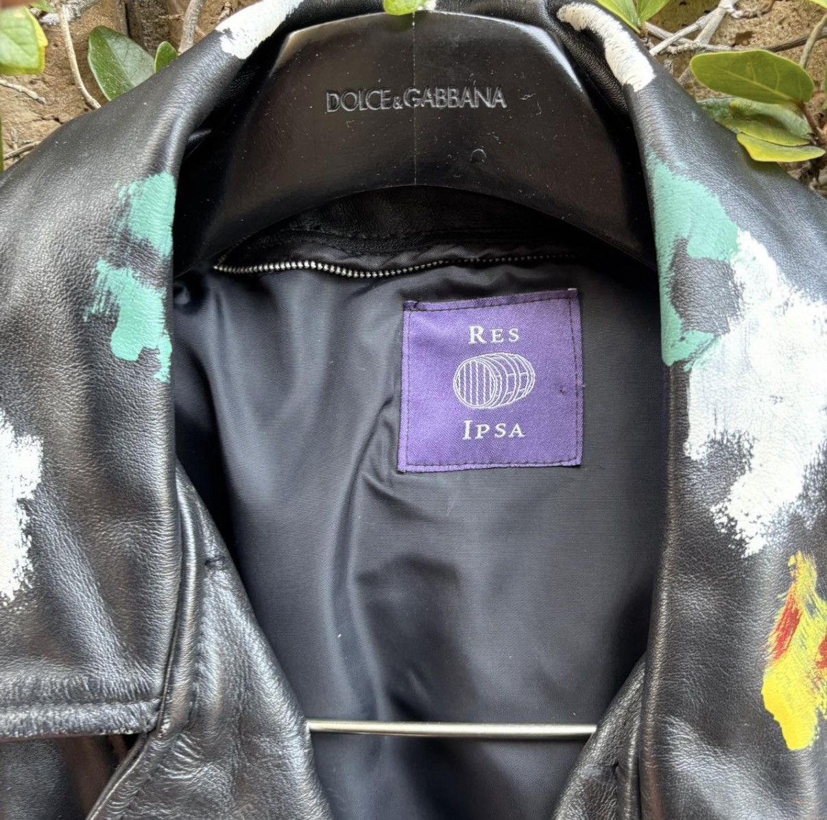 Other Res Ipsa Hand-painted Leather Jacket Size US L / EU 52-54 / 3 - 3 Thumbnail