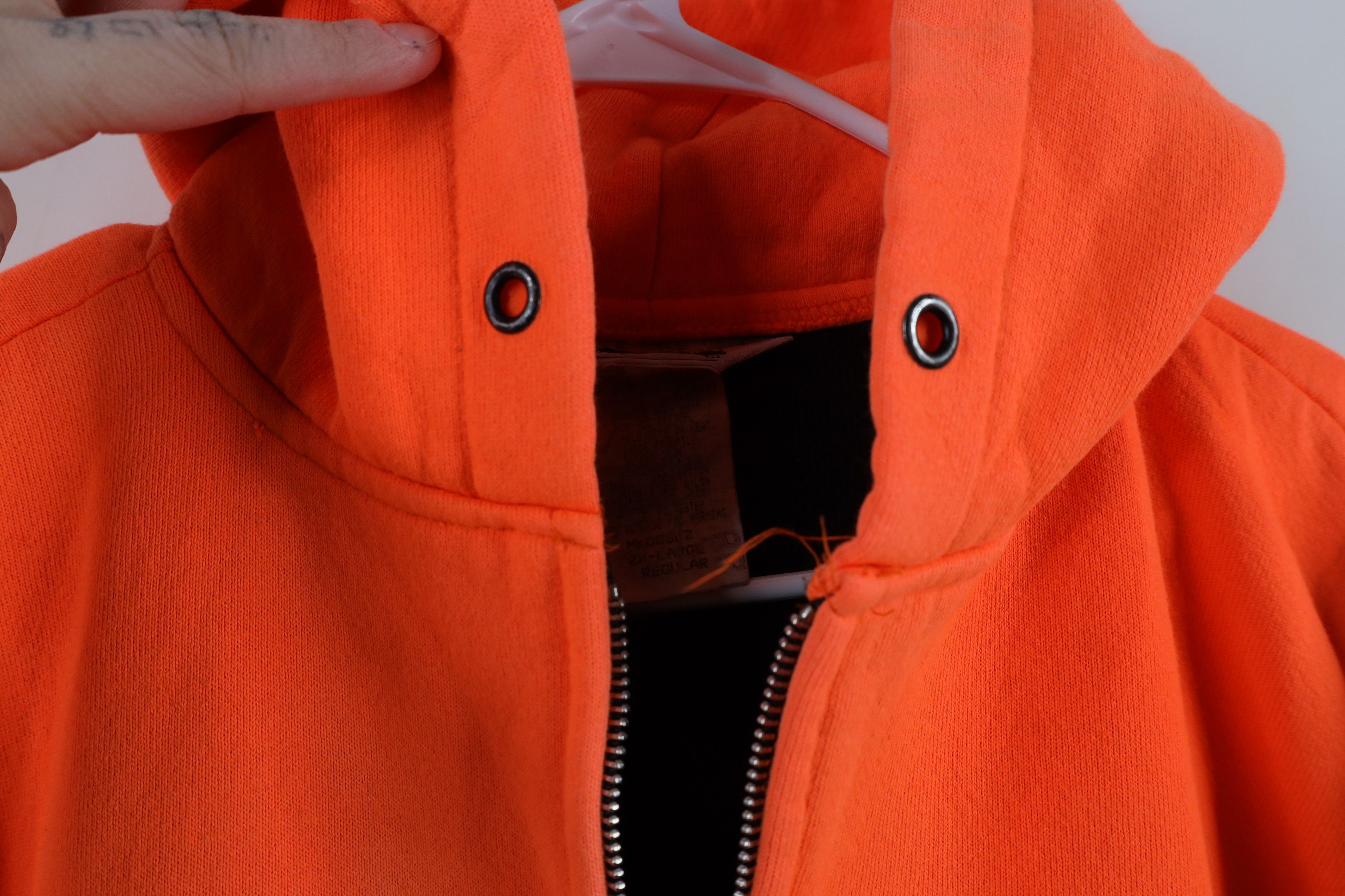 Vintage Vintage 90s Streetwear Full Zip Hoodie Blaze Orange USA Size US XXL / EU 58 / 5 - 4 Thumbnail